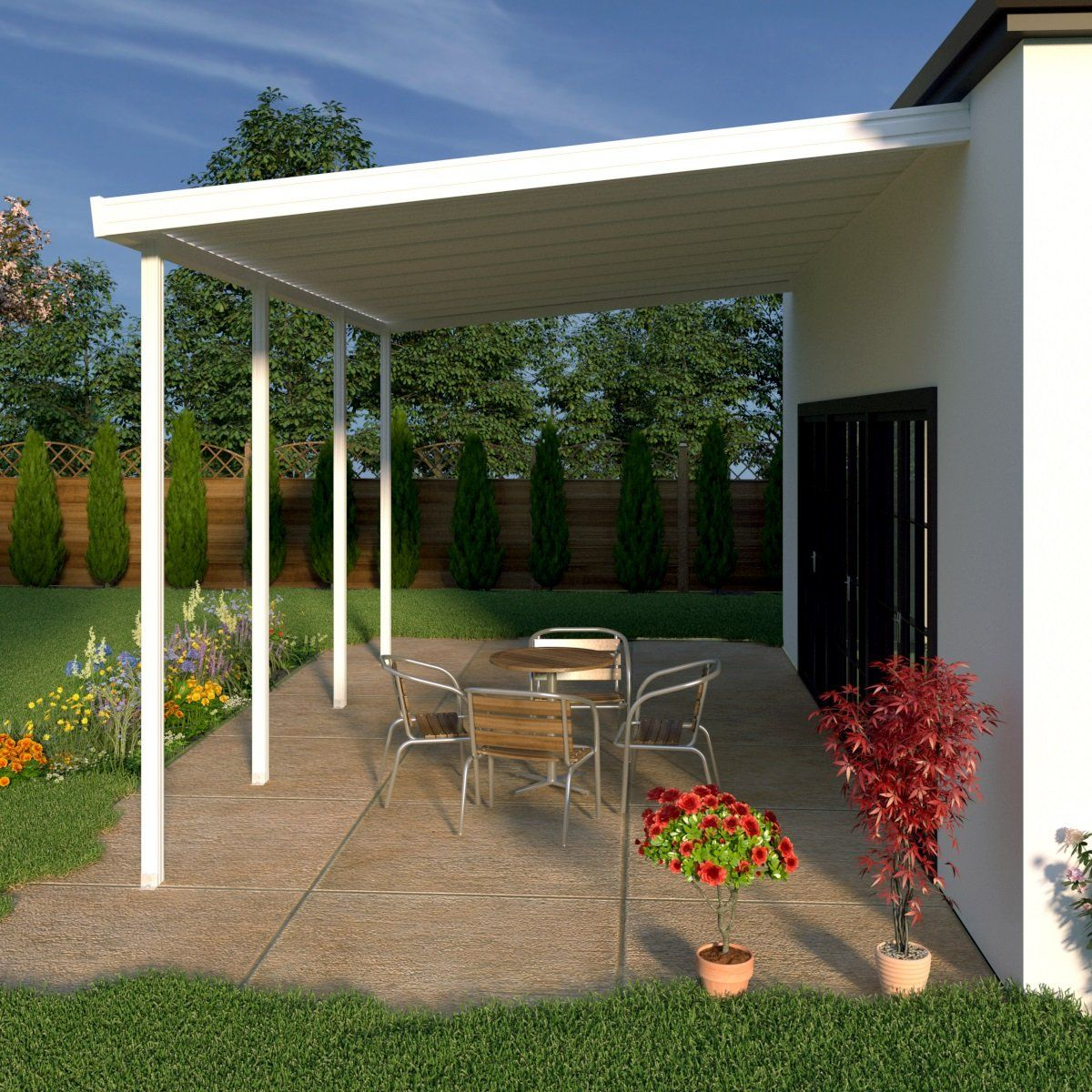 Aluminum Attached Patio Cover 12 Ft Depth Low Snow Areas within proportions 1200 X 1200