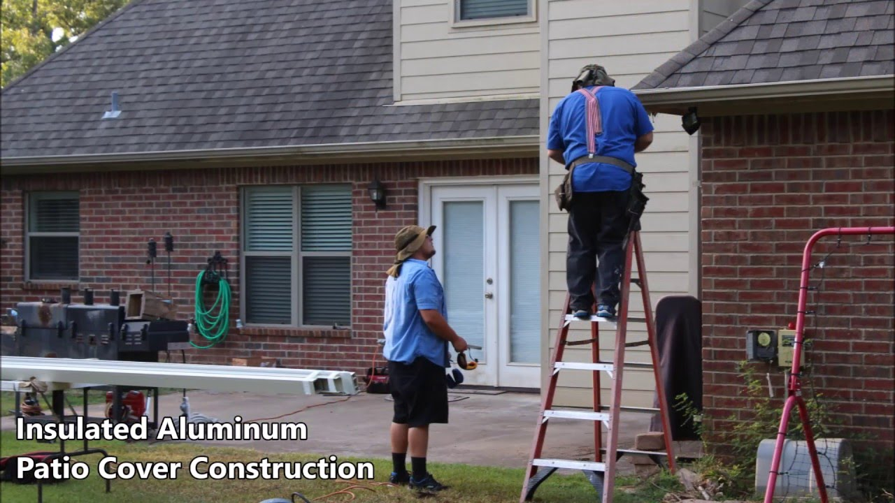 Aluminum Patio Cover Installation On A 2 Story House Near Longview Texas regarding measurements 1280 X 720