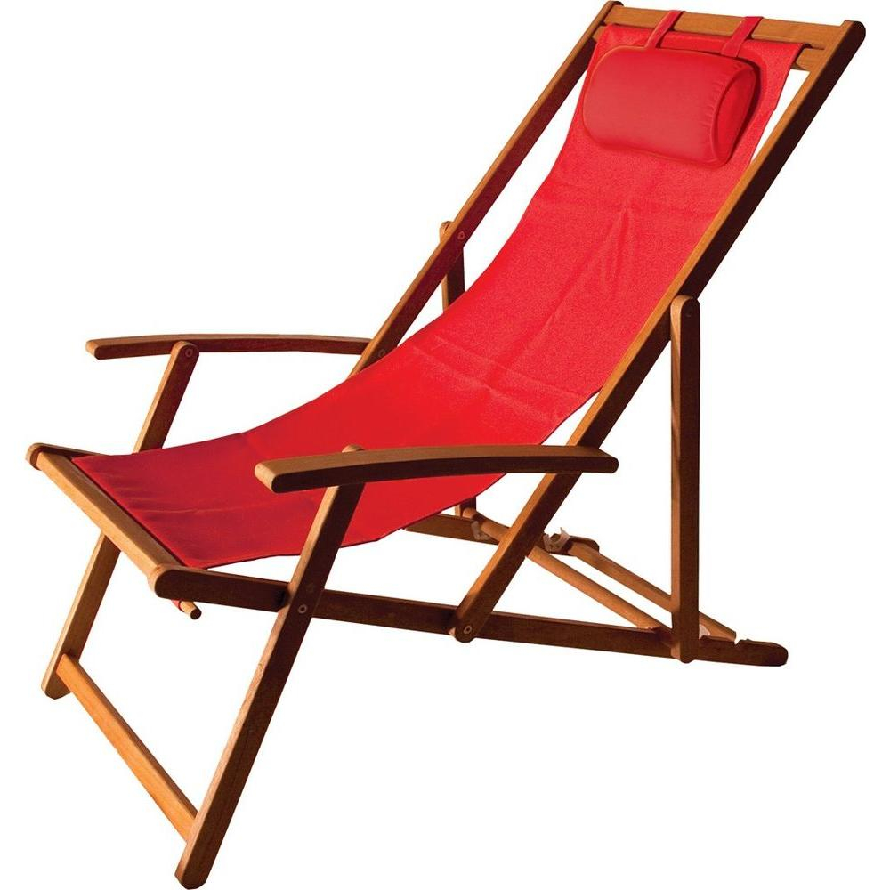 Arboria Islander Folding Sling Patio Chair Wood Is Natural with dimensions 1000 X 1000