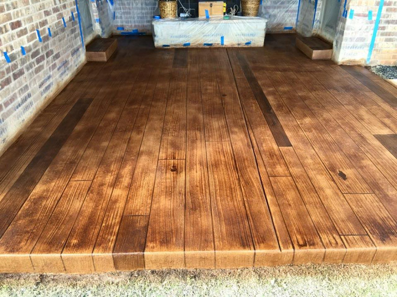 Back Patio Concrete Wood Faux Plank In Oklahoma City intended for size 1280 X 960