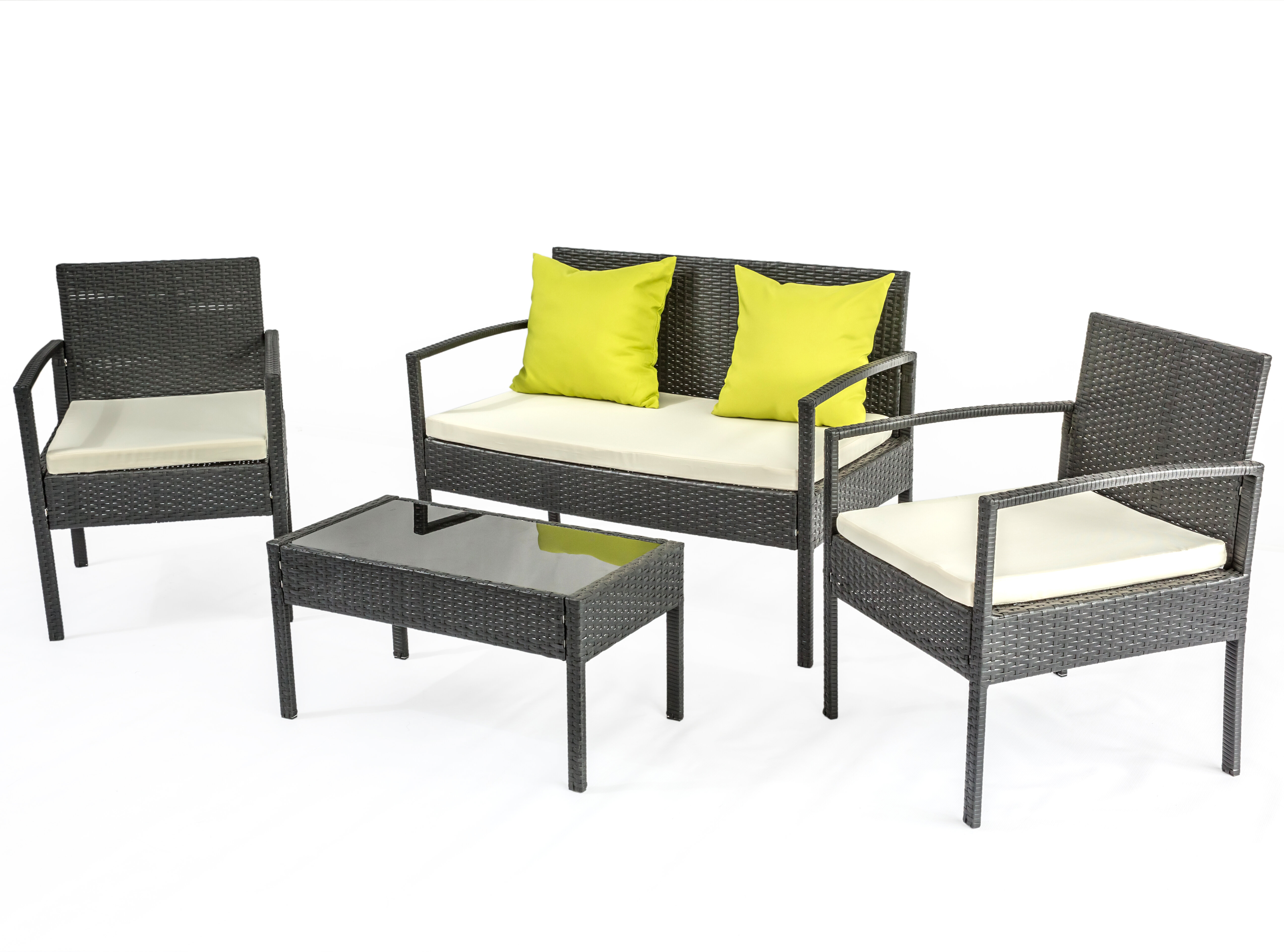 Belser All Weather 4 Piece Rattan Complete Patio Set With Cushions with regard to size 5179 X 3840