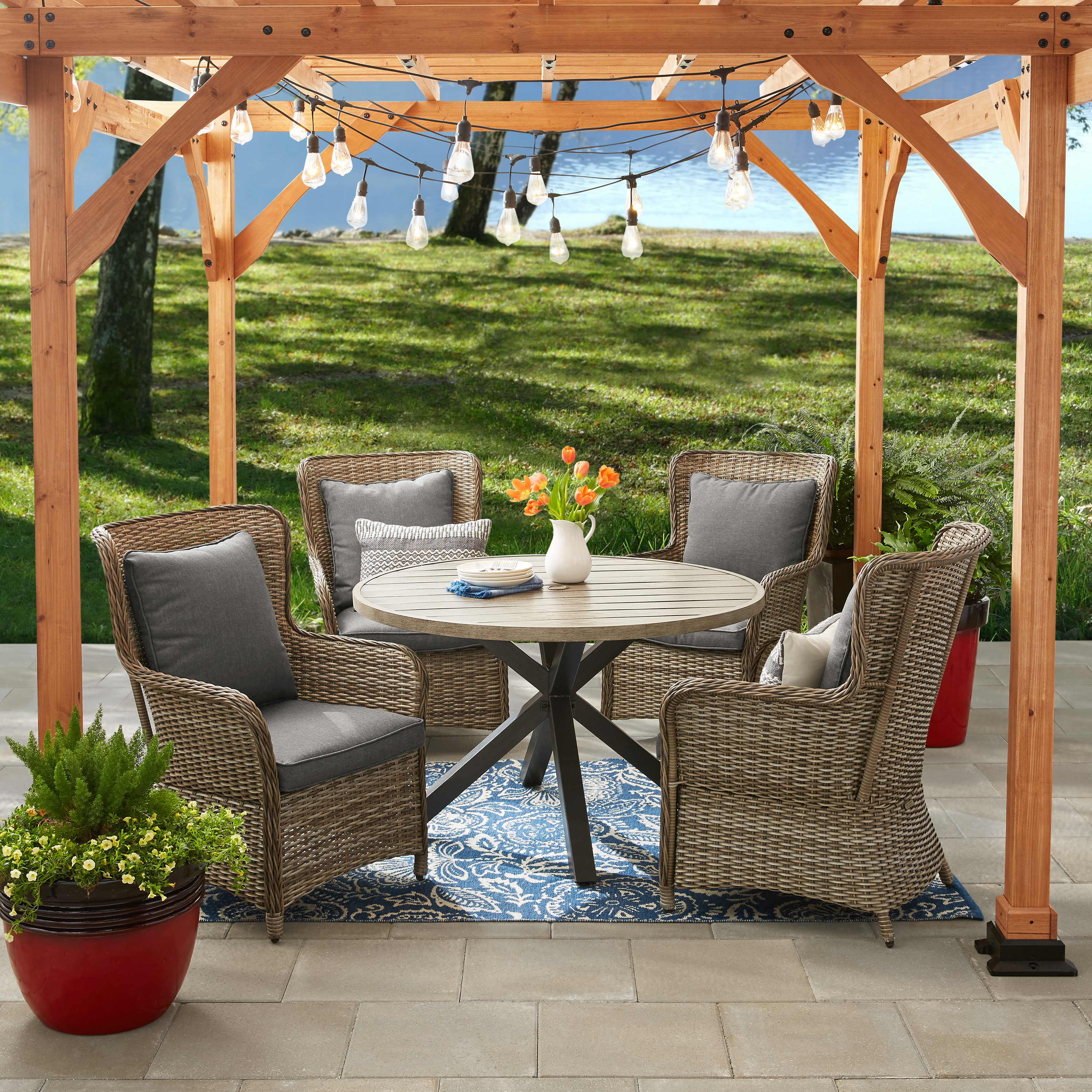 Better Homes Amp Gardens Victoria 5 Piece Patio Wicker with measurements 3000 X 3000