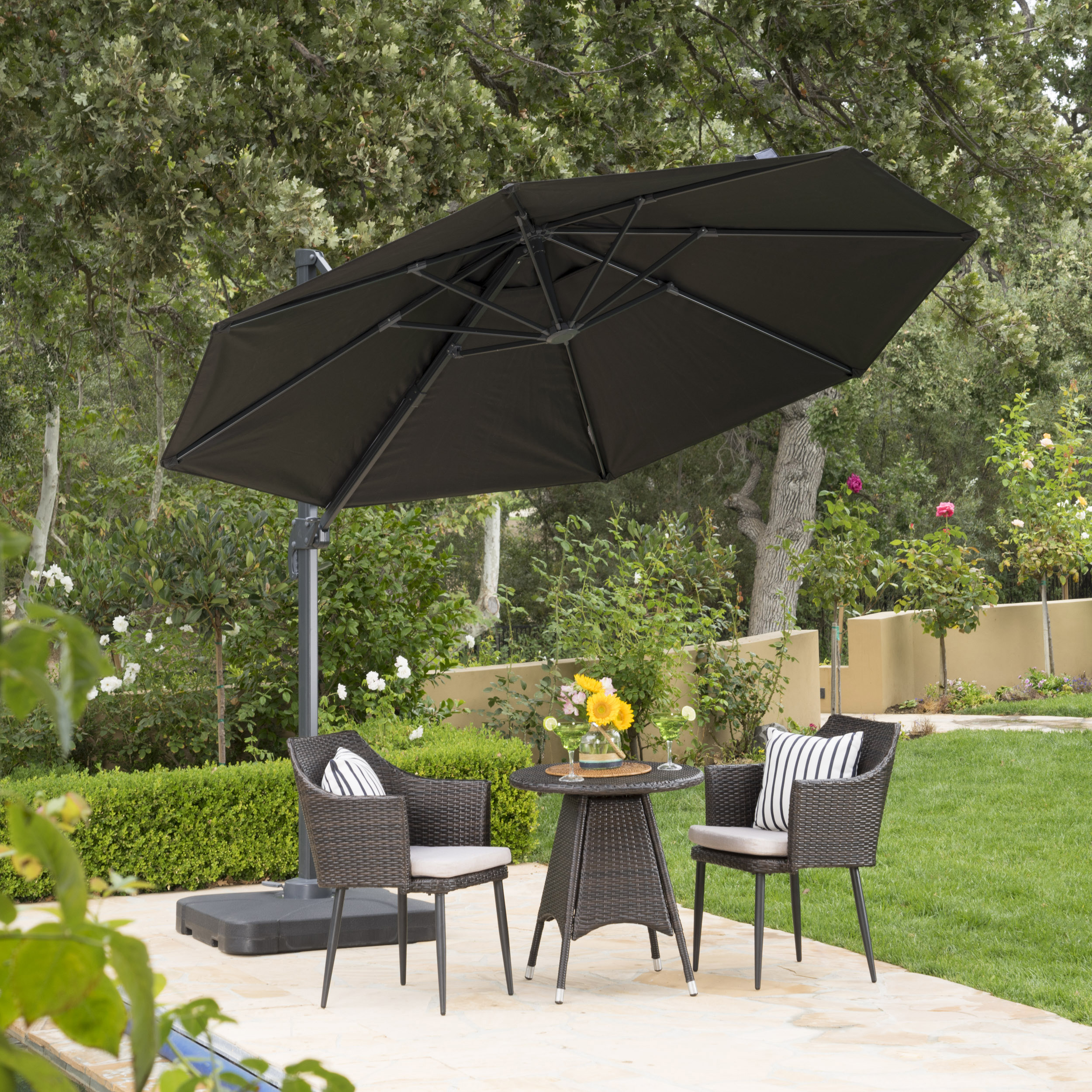 Braxton Outdoor 98 Ft Black Canopy Umbrella With Black Resin Base Walmart with size 2500 X 2500