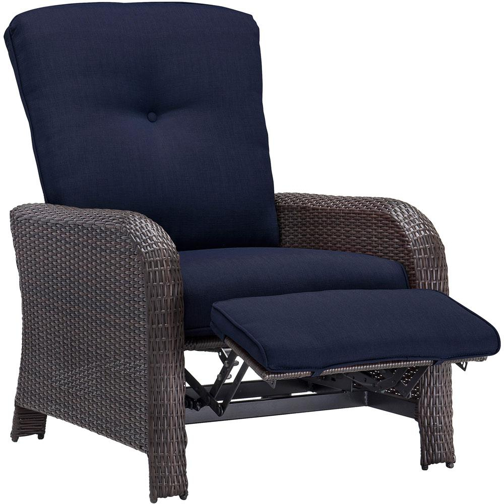 Cambridge Corolla 1 Piece Wicker Outdoor Reclinging Patio Lounge Chair With Navy Cushions with regard to size 1000 X 1000
