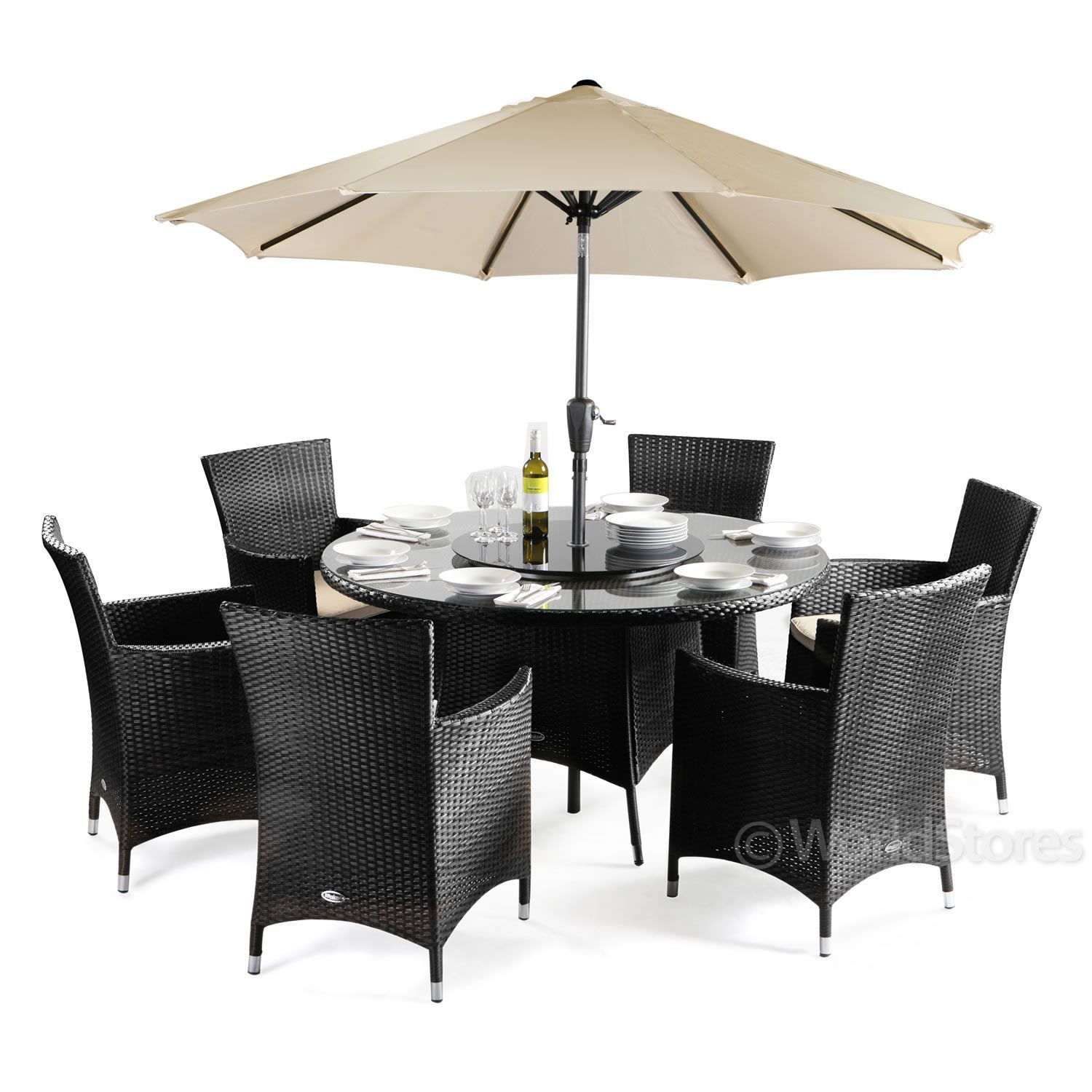 Cannes Rattan Round 6 Seater Dining Set Next Day Delivery intended for measurements 1500 X 1500