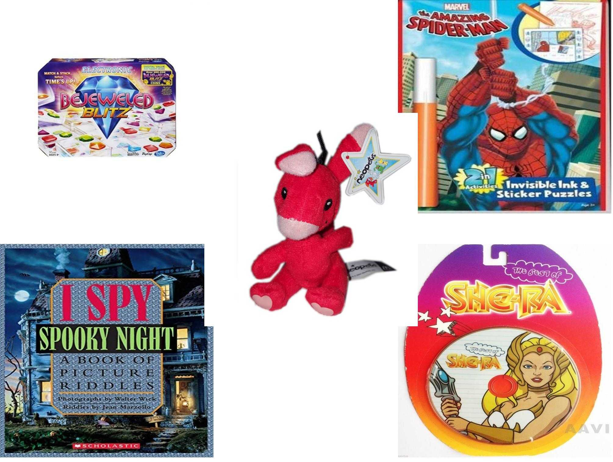 Childrens Gift Bundle 5 Piece Bejeweled Blitz Amazing Spider Man Invisible Ink And Stickers Neopets Red Blumaroo 4 I Spy Spooky Night A within dimensions 2010 X 1515