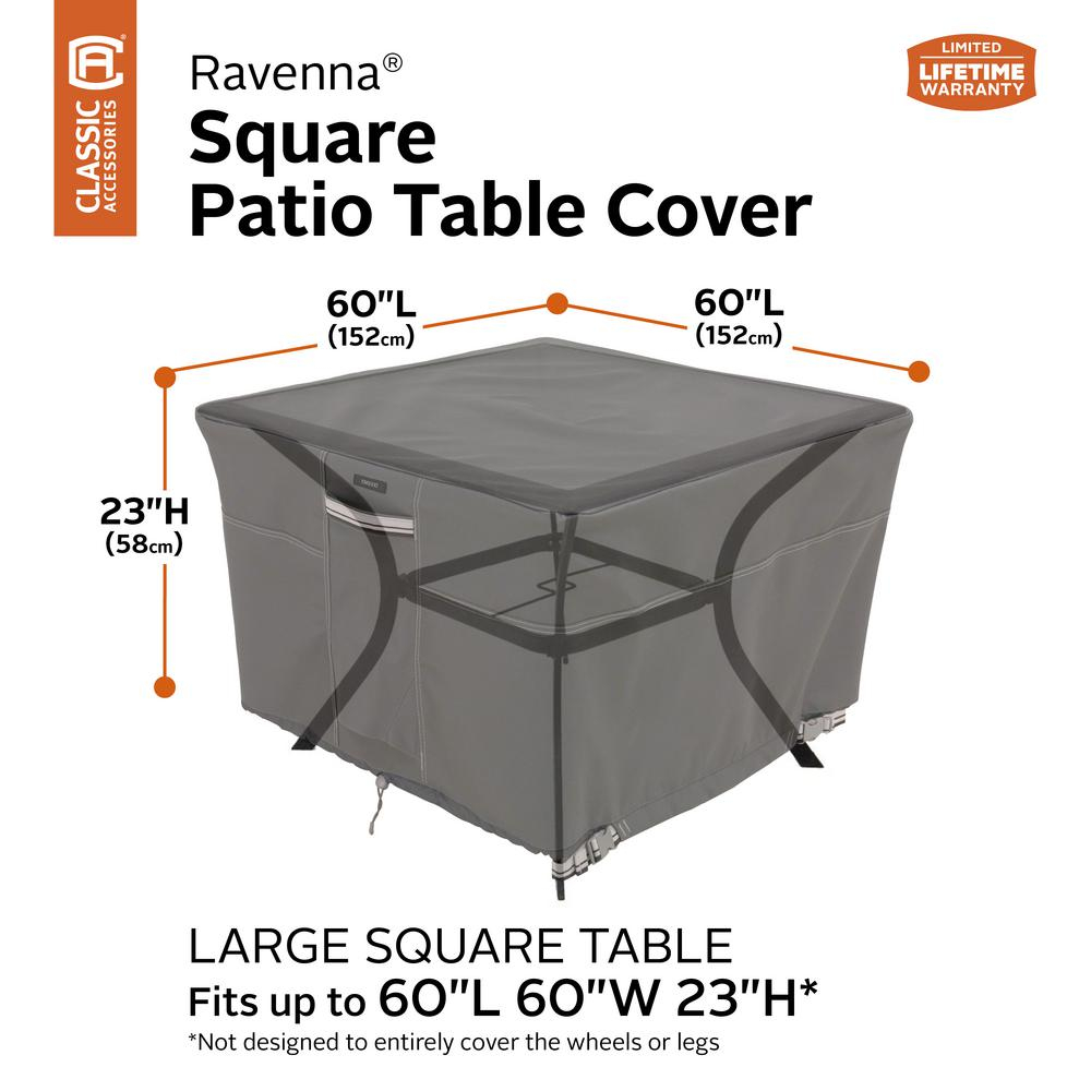 Classic Accessories Ravenna 60 In L X 60 In W X 23 In H Square Patio Table Cover for proportions 1000 X 1000