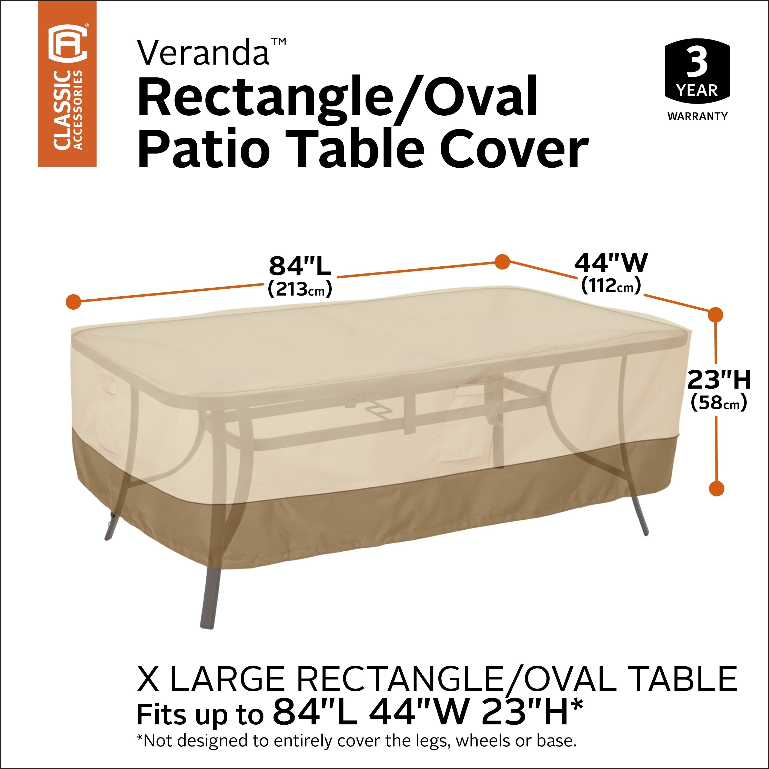 Classic Accessories Veranda Rectangularoval Patio Table Cover X Large with measurements 3000 X 3000