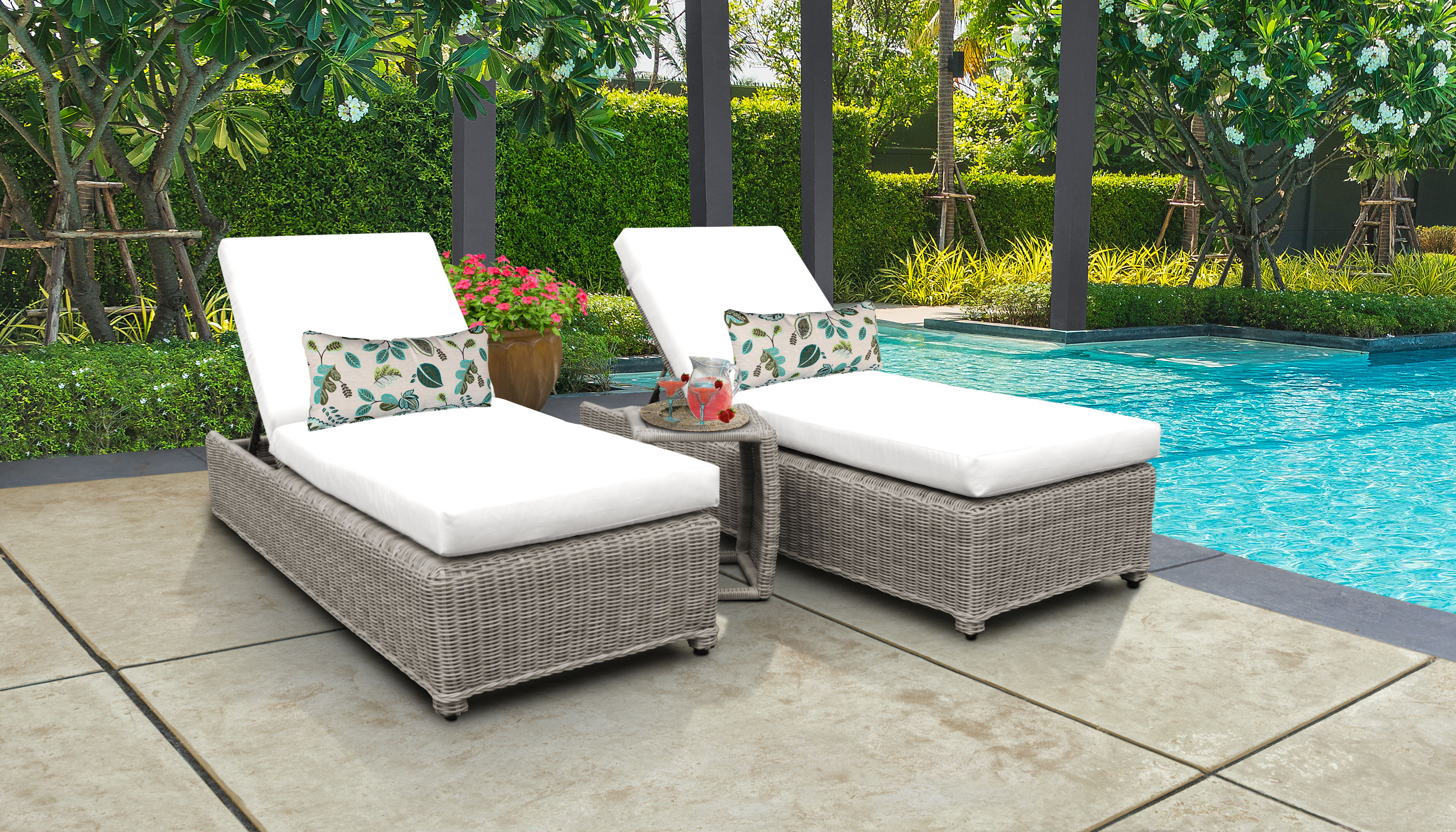 Coast Chaise With Wheels Set Of 2 Outdoor Wicker Patio pertaining to proportions 2800 X 1600