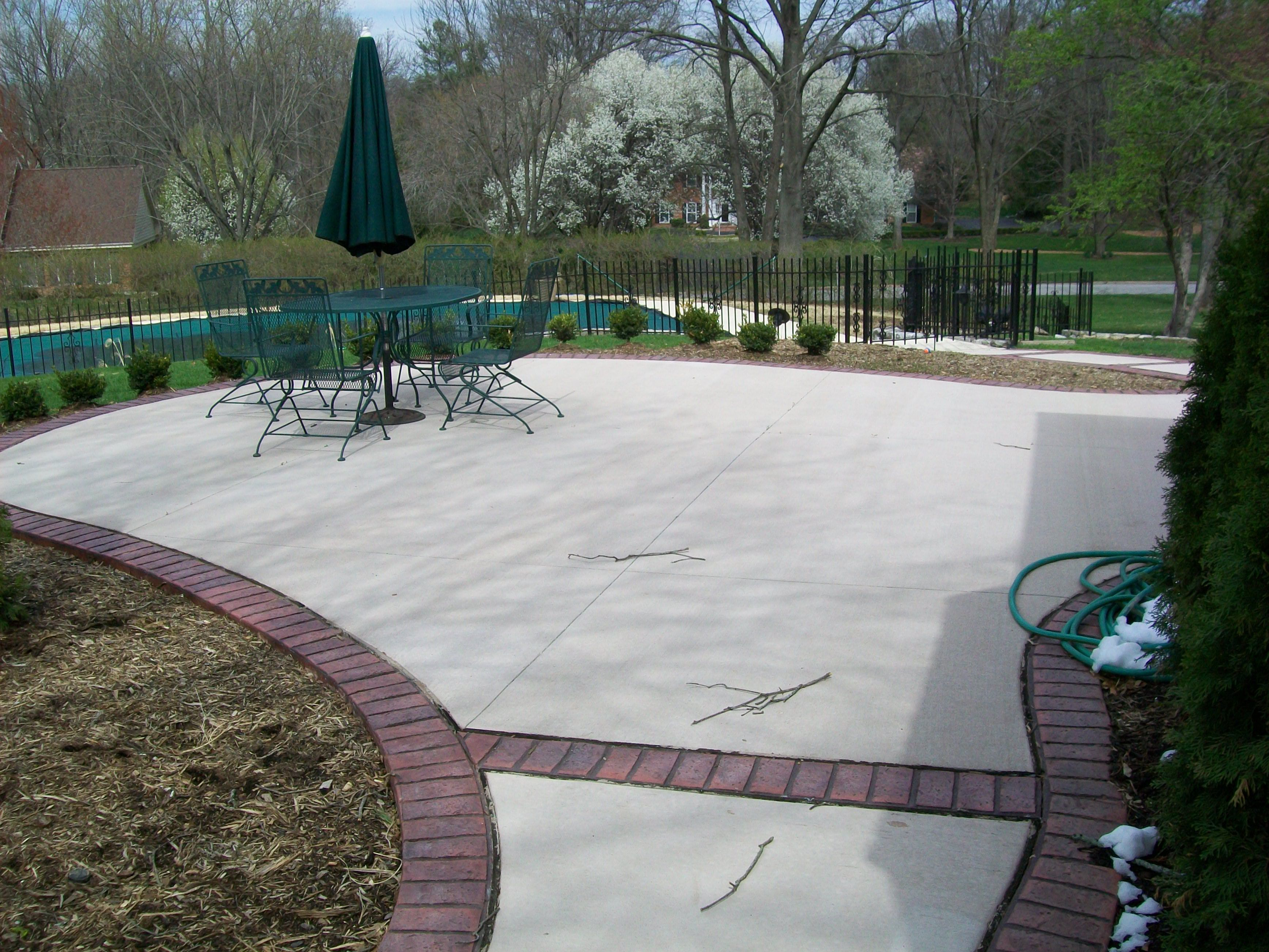 Colored Concrete Patio With Stamped Concrete Brick Boarder intended for size 3472 X 2604