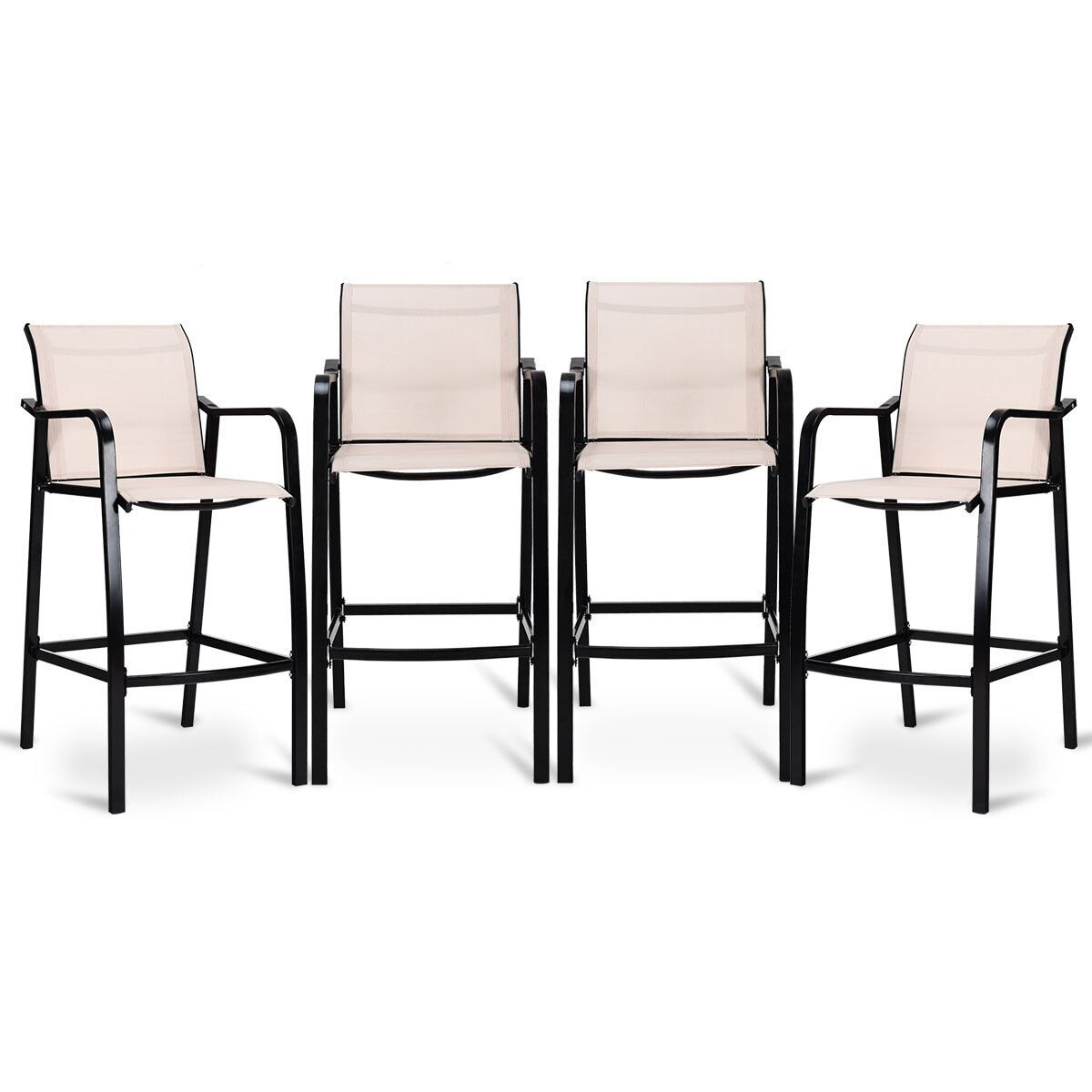 Costway 4 Pcs Counter Height Stool Patio Chair Steel Frame Leisure Dining Bar Chair throughout proportions 1200 X 1200