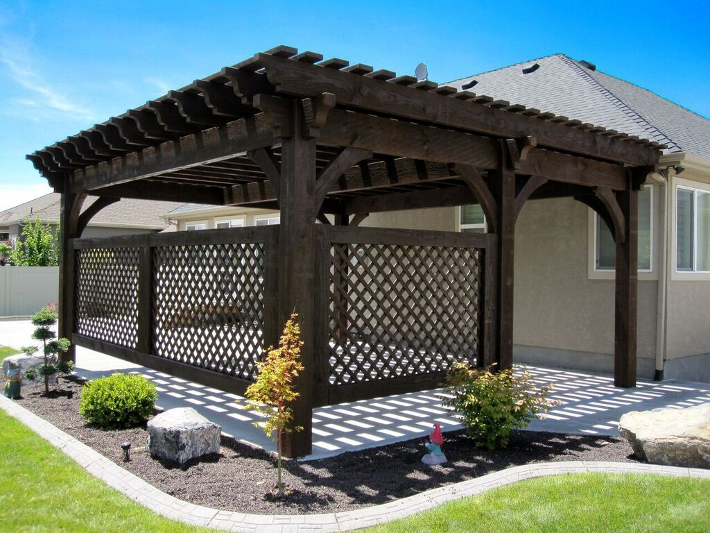 Covered Patio 5 Post 20 X 20 Diy Pergola Kit W Lattice intended for proportions 1024 X 768