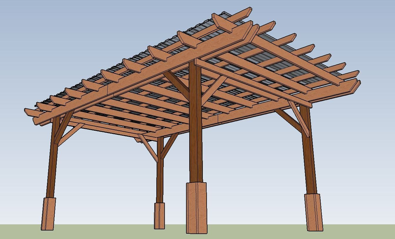 Covered Pergola Plans 12x20 4 Post Design Build Diy Etsy for size 1344 X 814