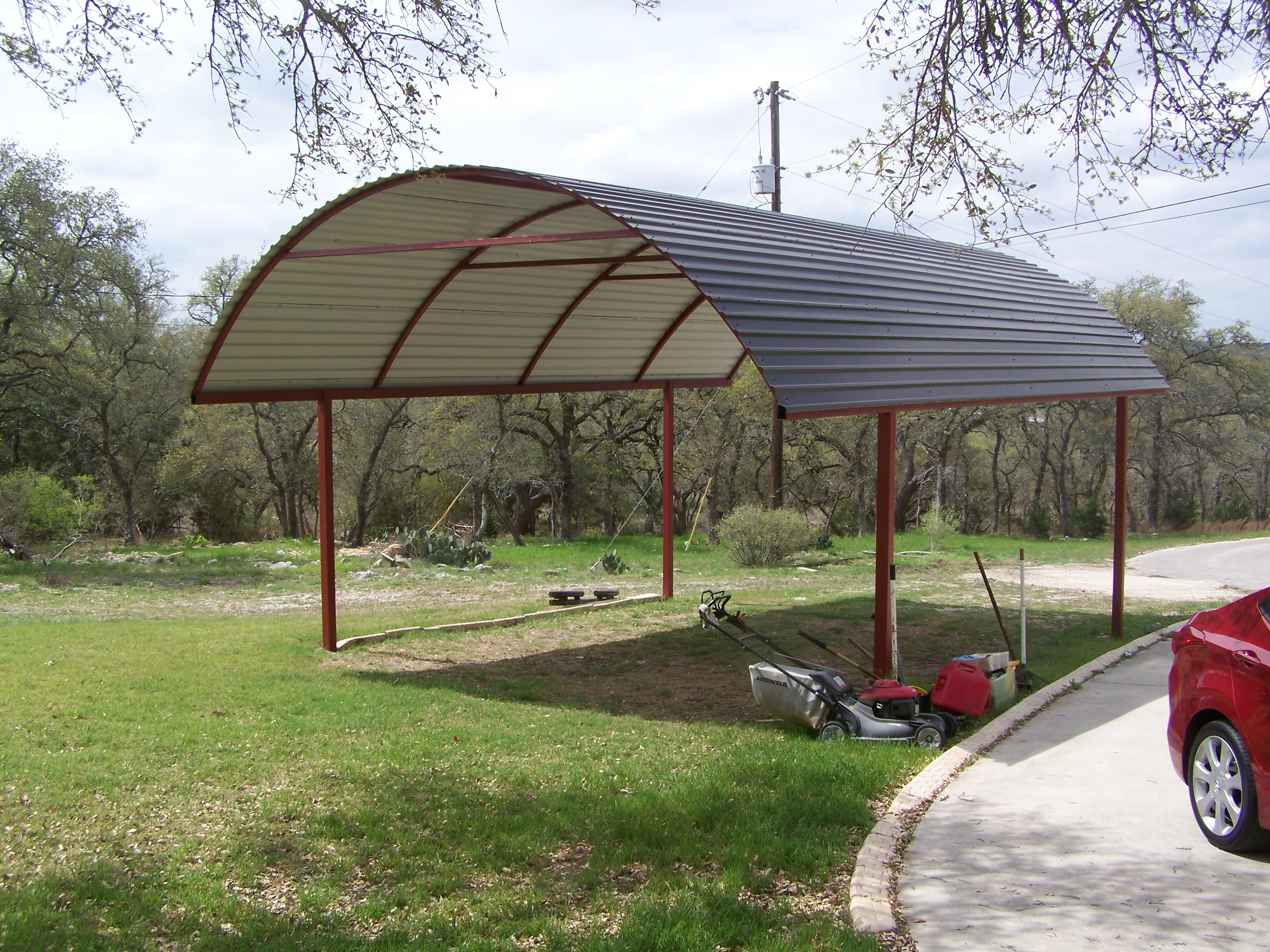 Custom Arched Carport With Decals Bulverde Tx Carport throughout sizing 3072 X 2304