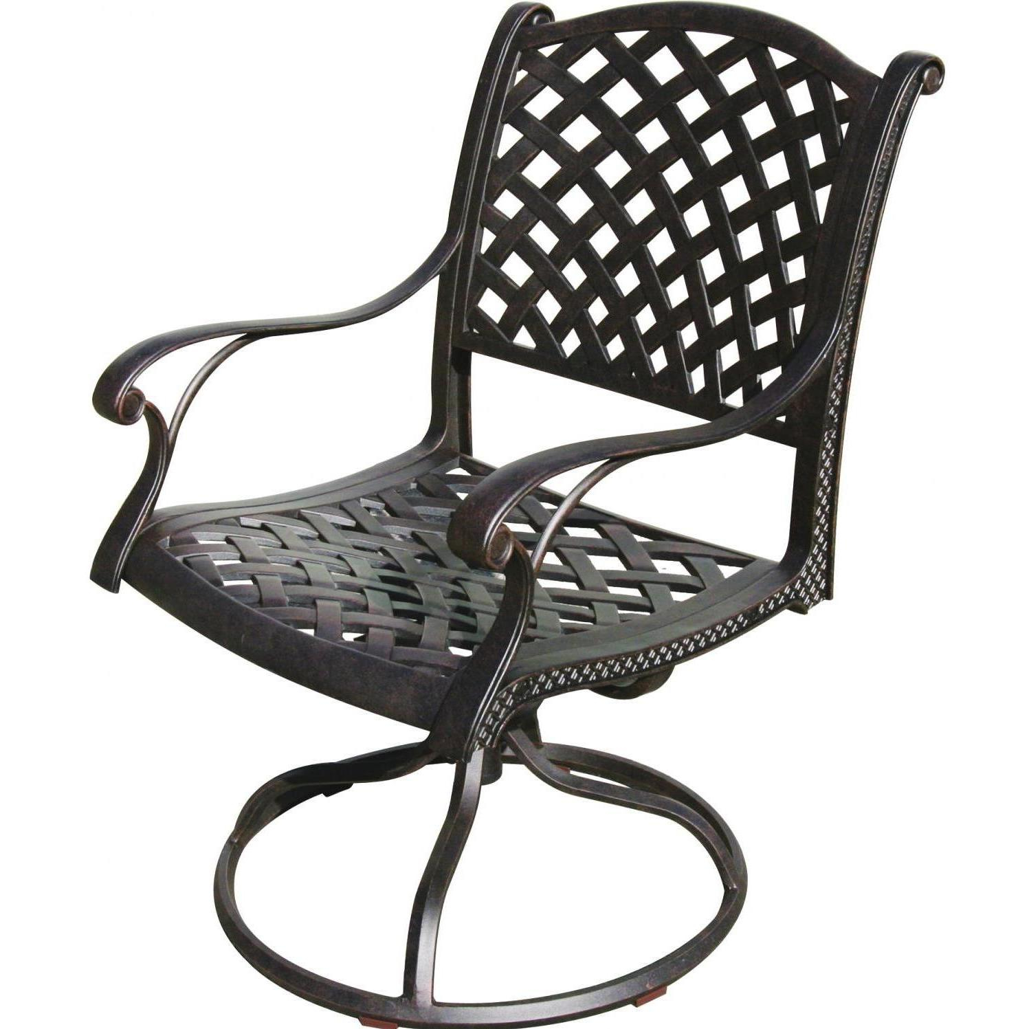 Darlee Nassau Cast Aluminum Patio Swivel Rocker Dining Chair for dimensions 1497 X 1497