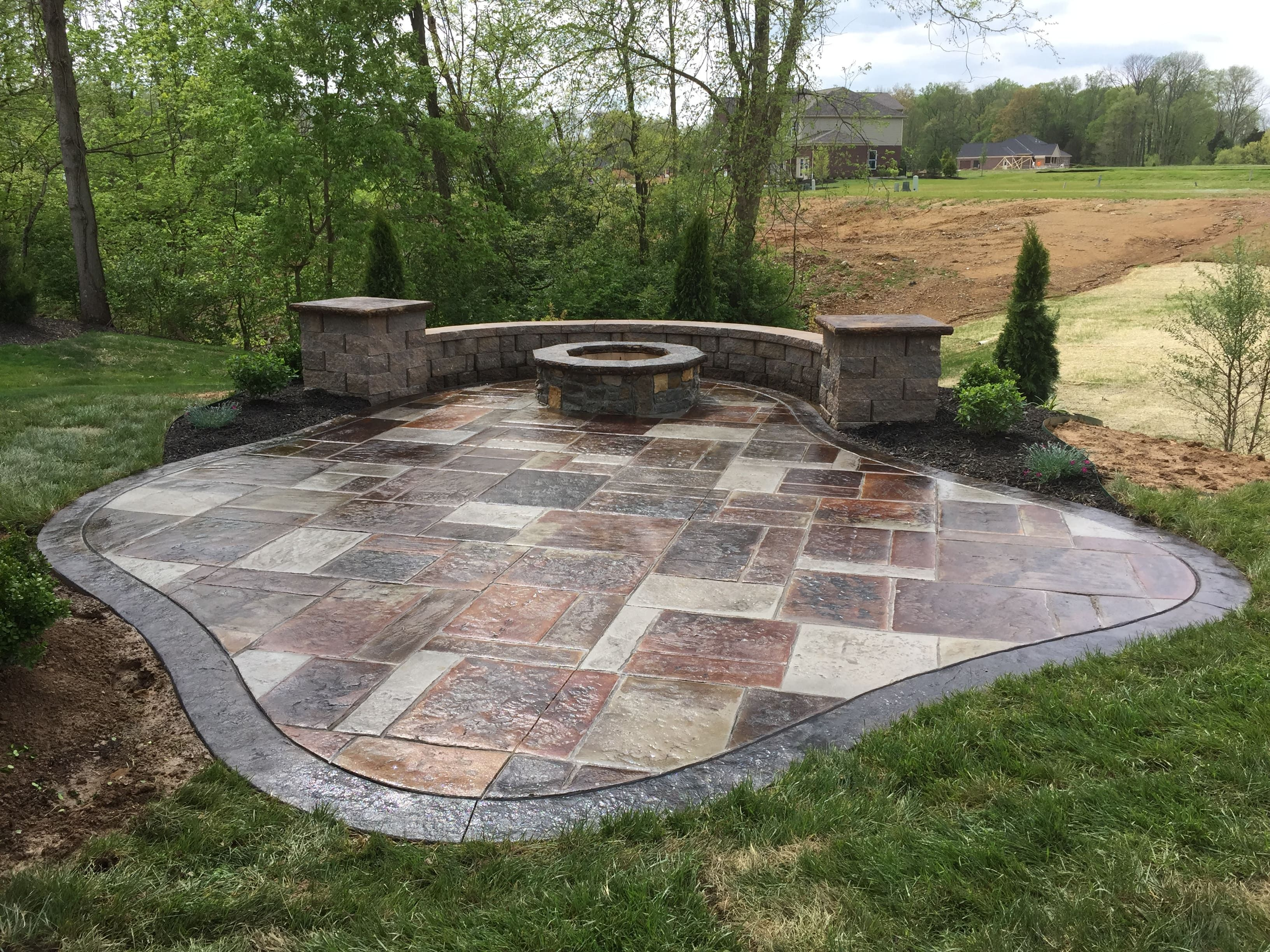 Decorative Concrete Patio With Seating Wall Columns And intended for sizing 3264 X 2448