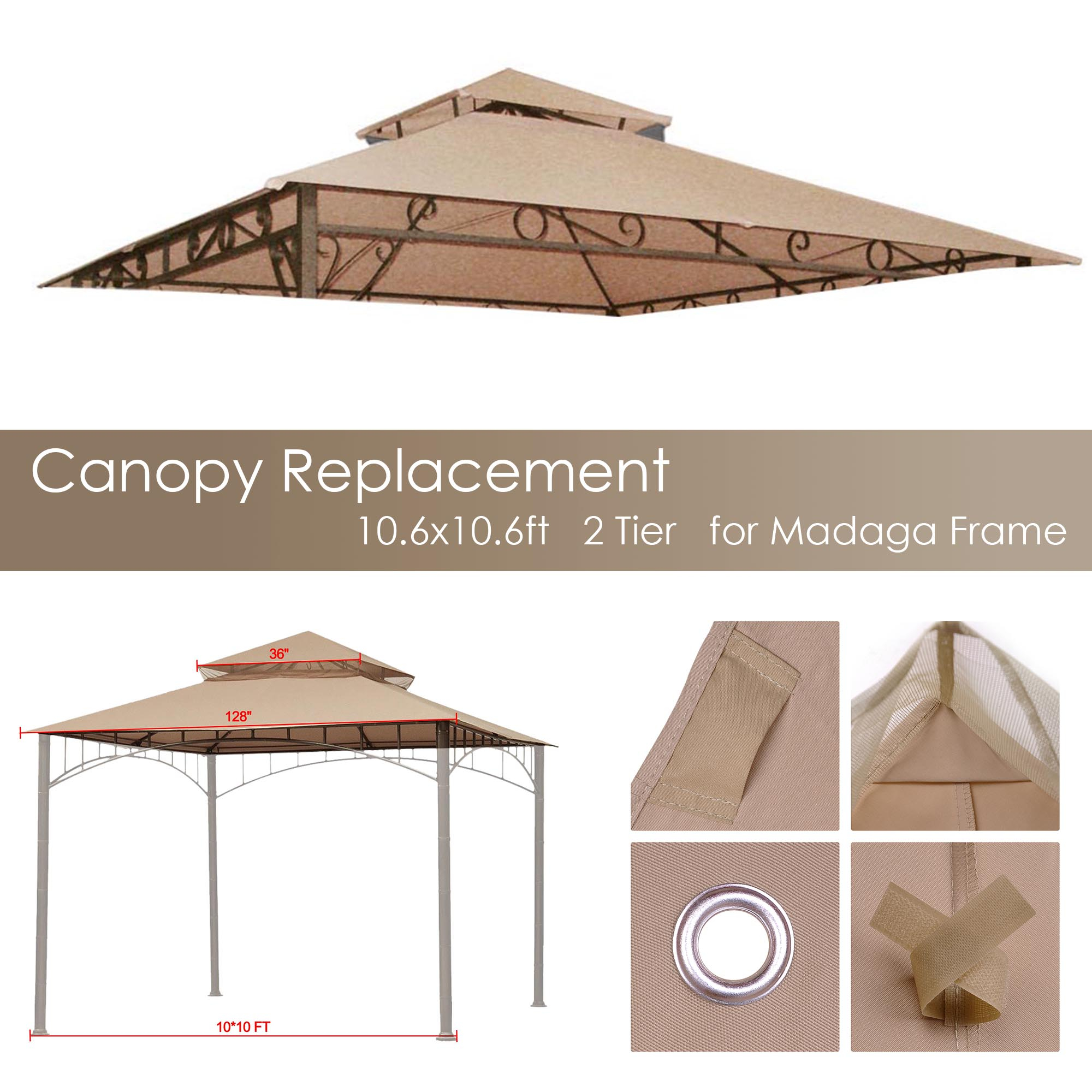 Details About 106x106 Gazebo Top Cover Outdoor Canopy Replacement For Madaga Gazebo Frame intended for size 2000 X 2000
