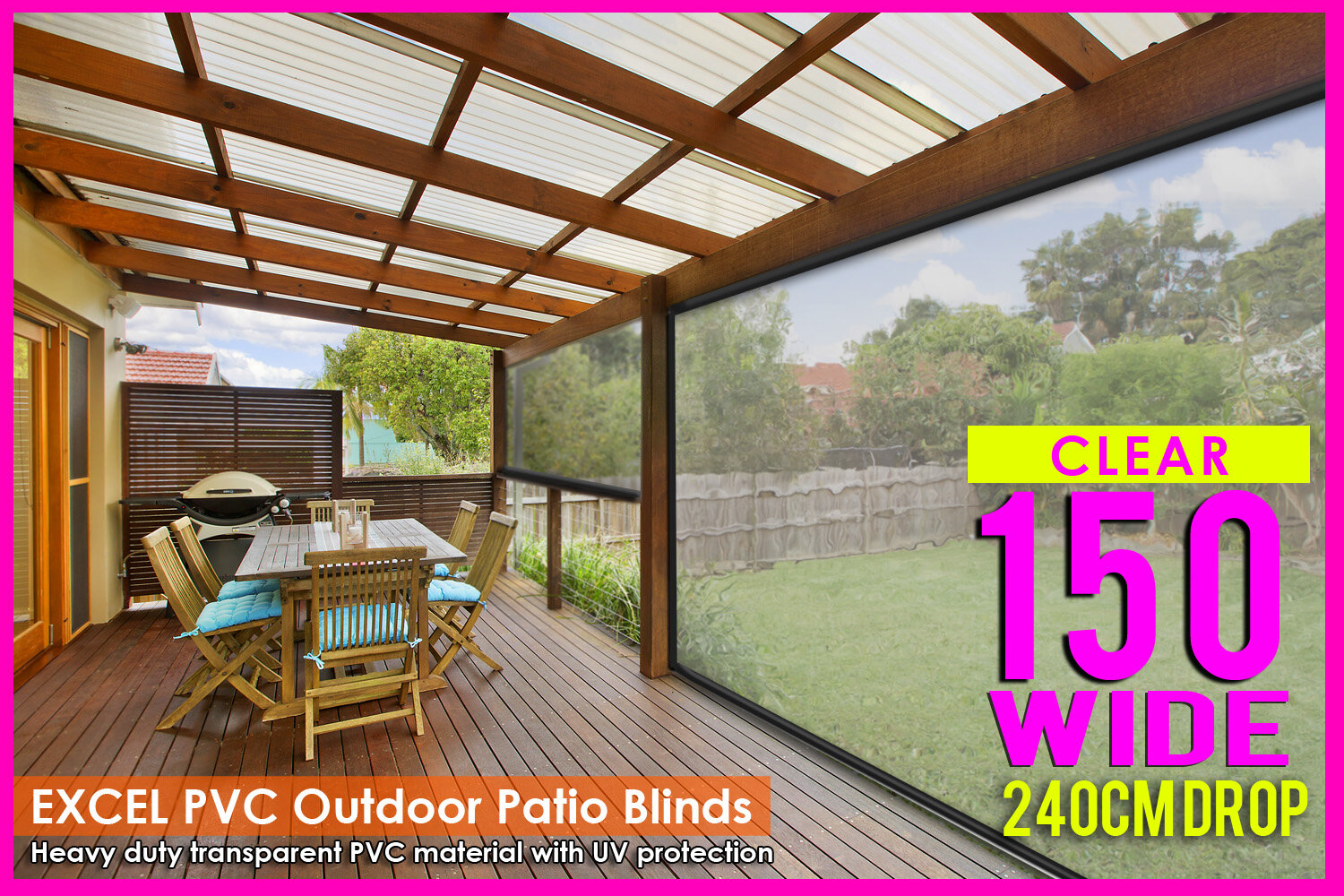 Details About 150 X 240cm Pvc Blind Clear Patio Bistro Heavy Duty Outdoor Veranda Cafe in dimensions 1500 X 1000