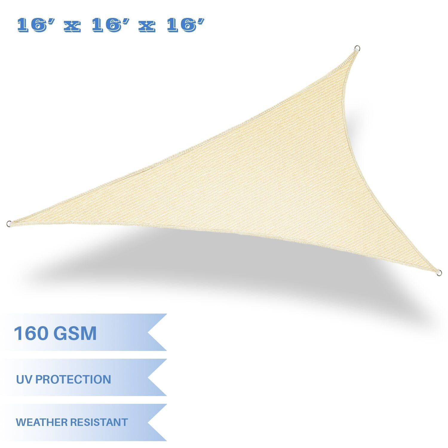 Details About 16x16x16 Beige Triangle Sun Shade Sail Fabric Canopy Patio Cover Garden Pergola for sizing 1500 X 1500