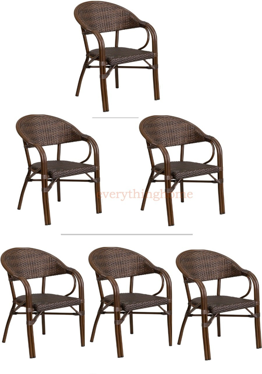 Details About 2 Tone Brown Rattan Restaurant Patio Dining Chair Bamboo Aluminum Frame Inout inside size 900 X 1284