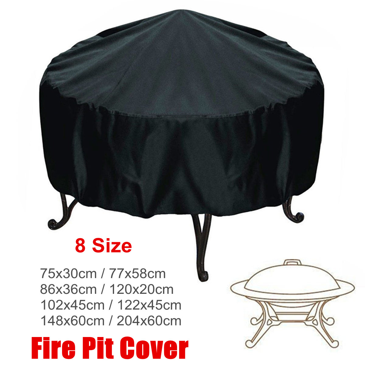 Details About 8 Size Large Fire Pit Cover Water Proof Resistant Cover Garden Patio Outdoor within dimensions 1200 X 1200