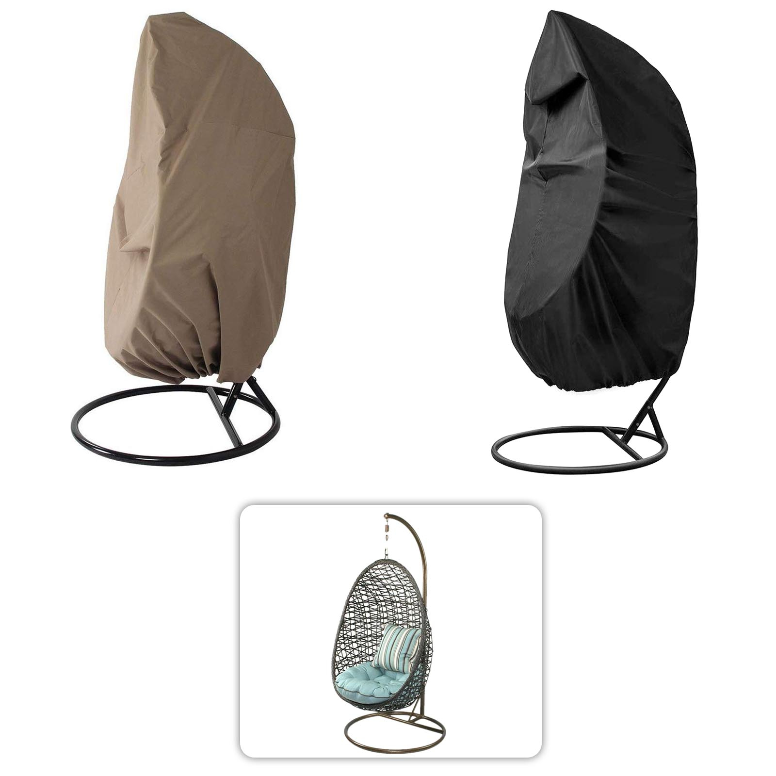 Details About Blackbeige Hanging Rattan Swing Patio Egg Chair Cover Garden Water Resistant regarding sizing 1600 X 1600