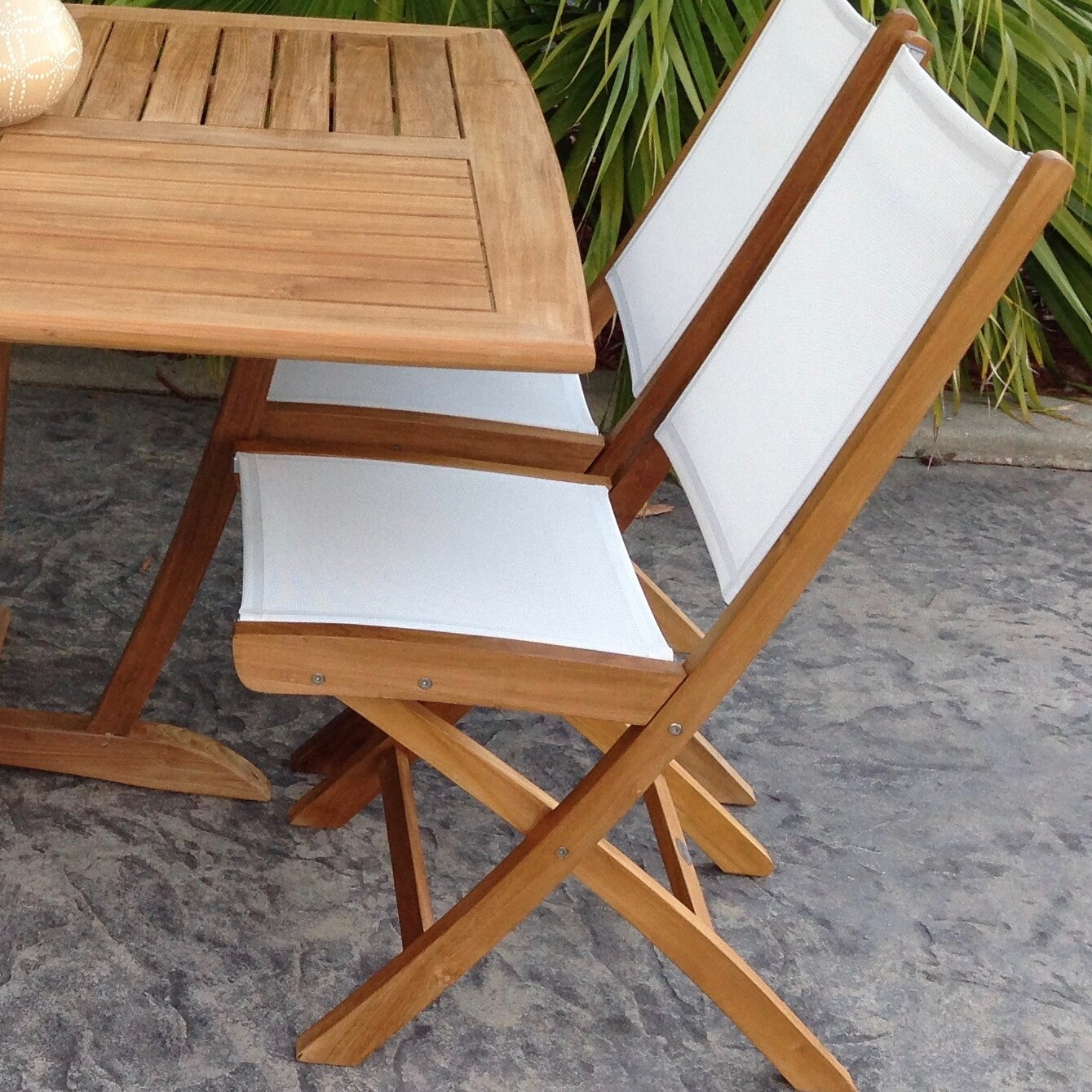 Details About Chic Teak Miami Folding Teak Patio Dining Chair Cctk1149 Set Of 2 in measurements 1339 X 1339