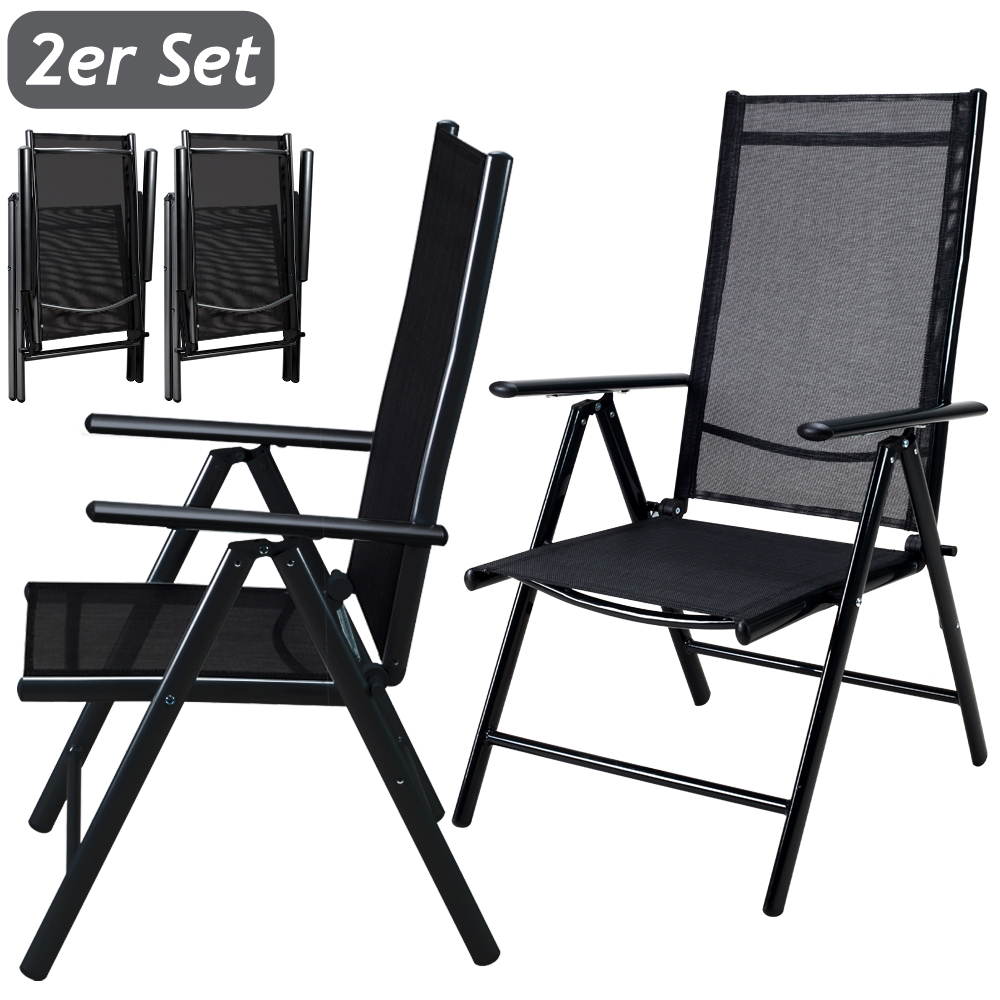 Details About Garden Chair Aluminium 2 Pcs Set Foldable Chair Camping Backrest Patio Balcony inside proportions 1000 X 1000