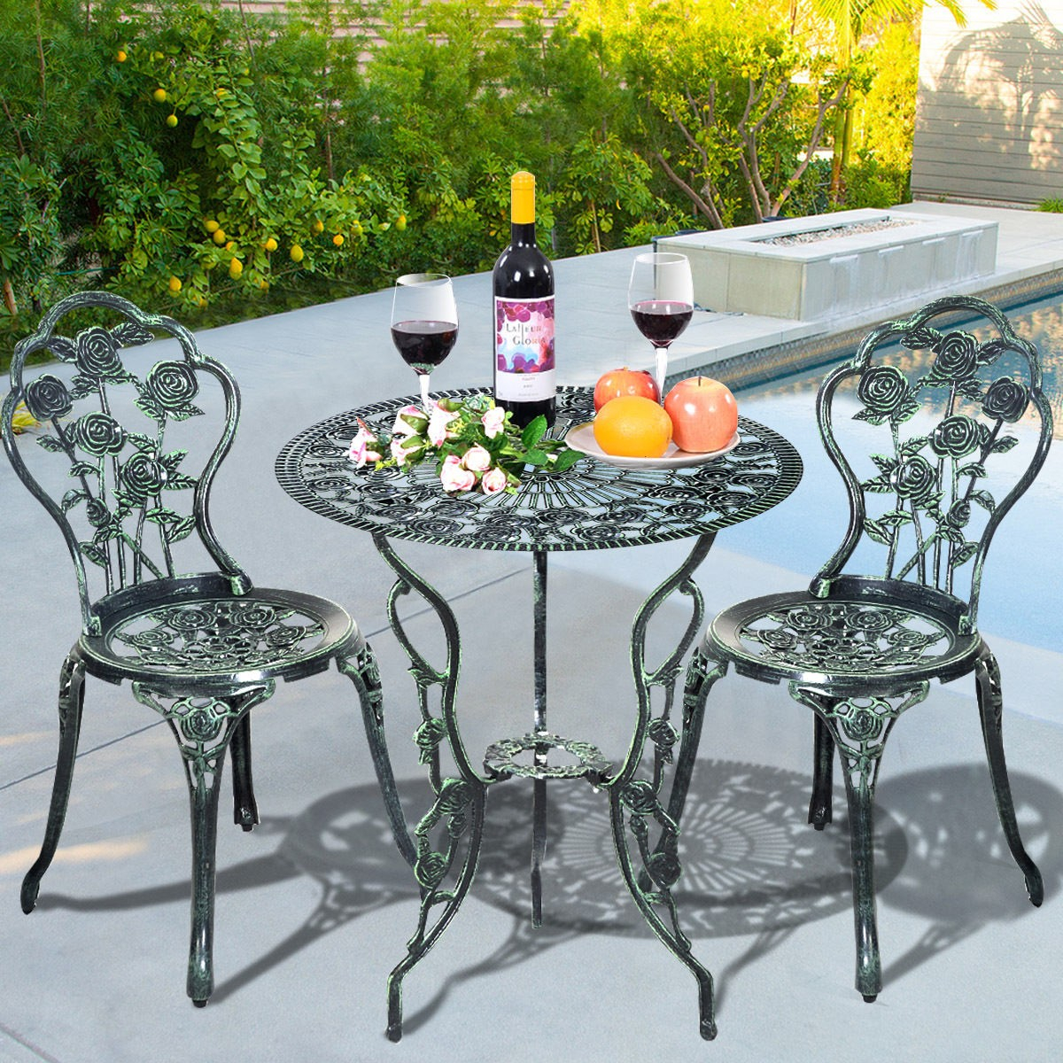 Details About Outdoor Patio Garden Rose Design Bistro Table Chair Set Retro Antique Furniture pertaining to size 1200 X 1200
