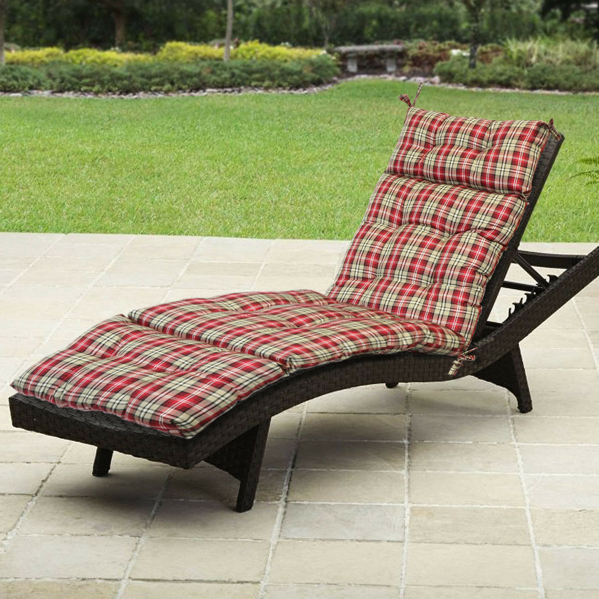 Details About Outdoor Patio Pretty Wicker Chaise Lounge Chair Cushion Made In Usa Red Stripe regarding dimensions 1200 X 1200