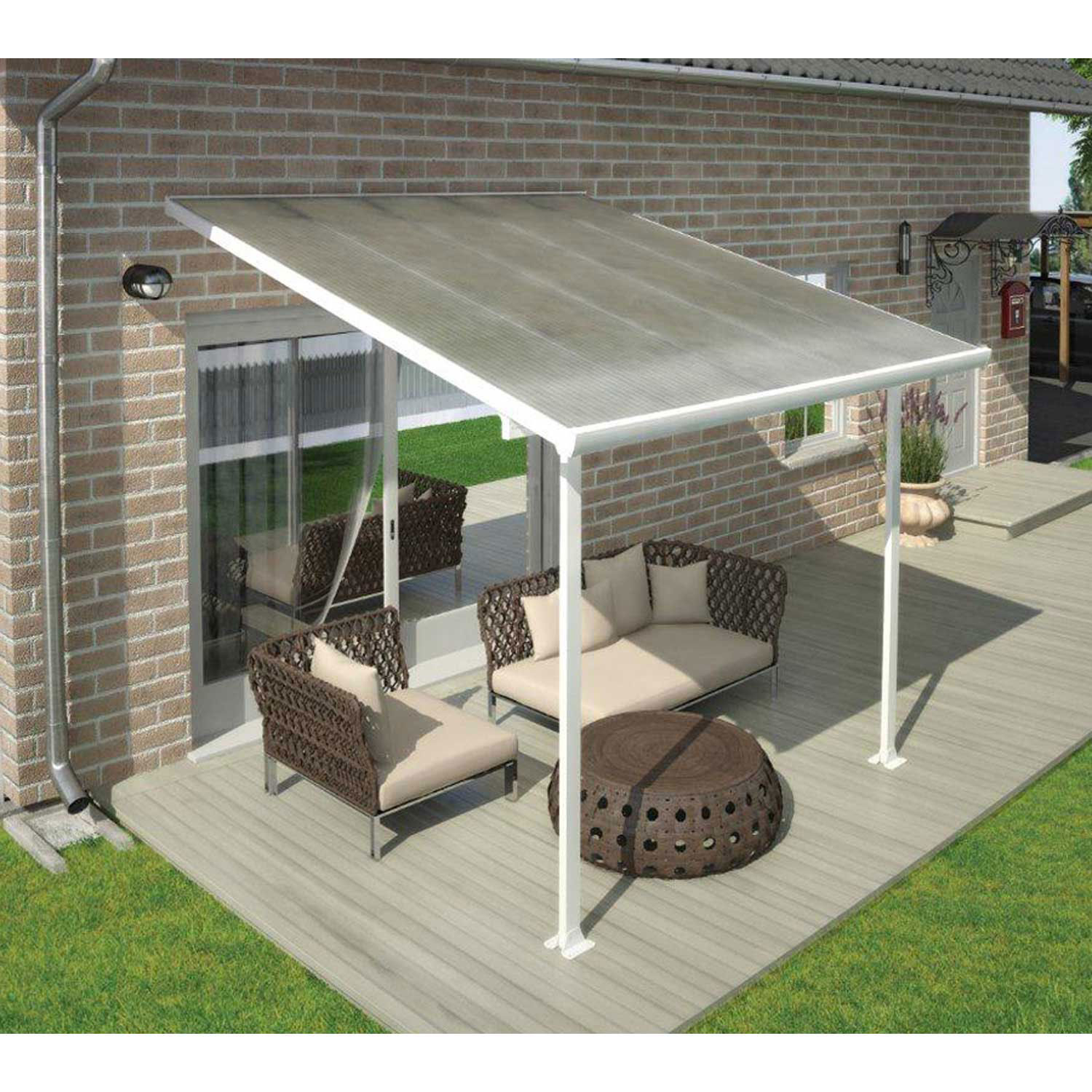 Details About Palram Feria Patio Cover Kit 26l X 13w Clear Panel White Frame regarding proportions 1500 X 1500