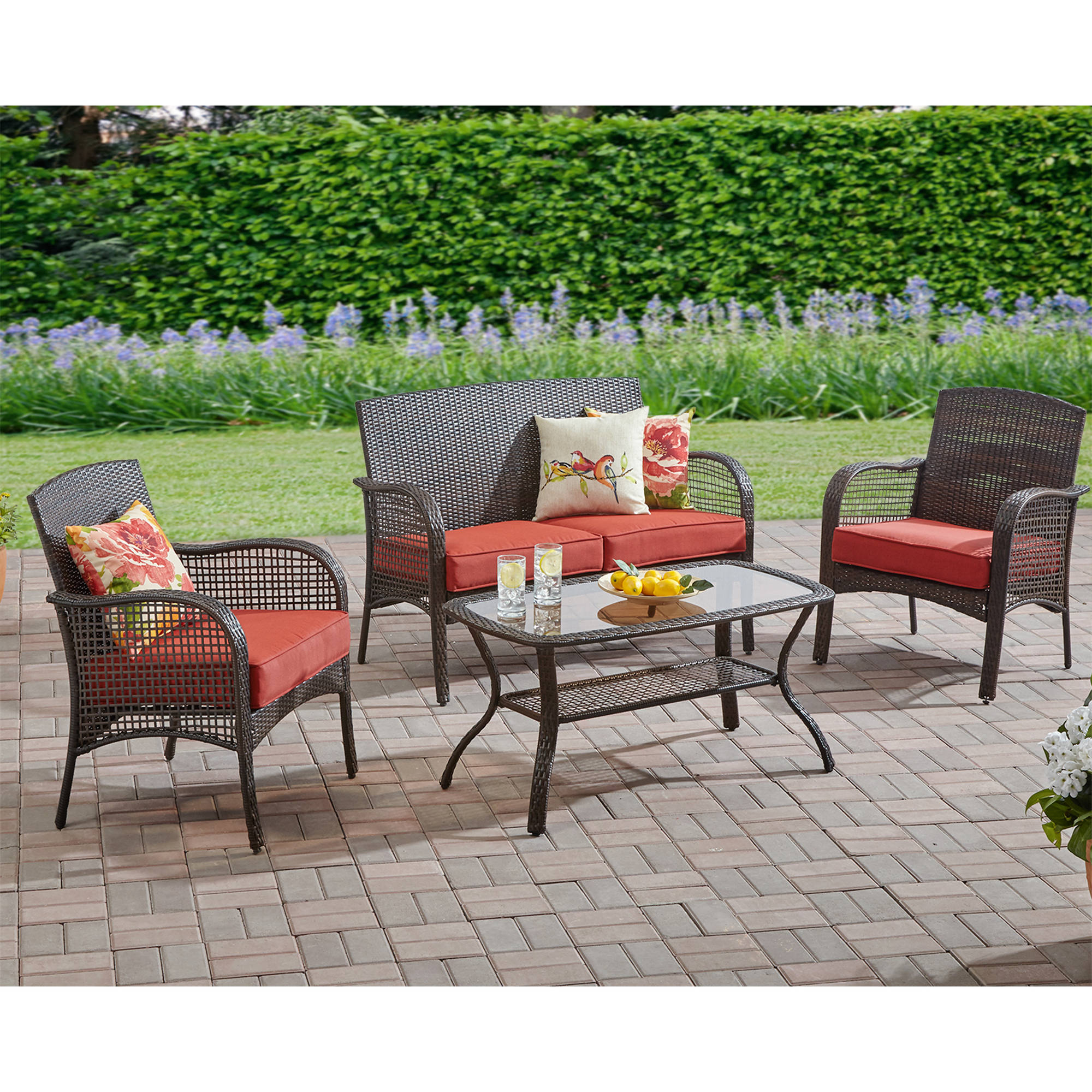 Details About Patio Chat Set All Weather Wicker Outdoor Bistro 2 Chairs Loveseat Coffee Table within dimensions 2000 X 2000