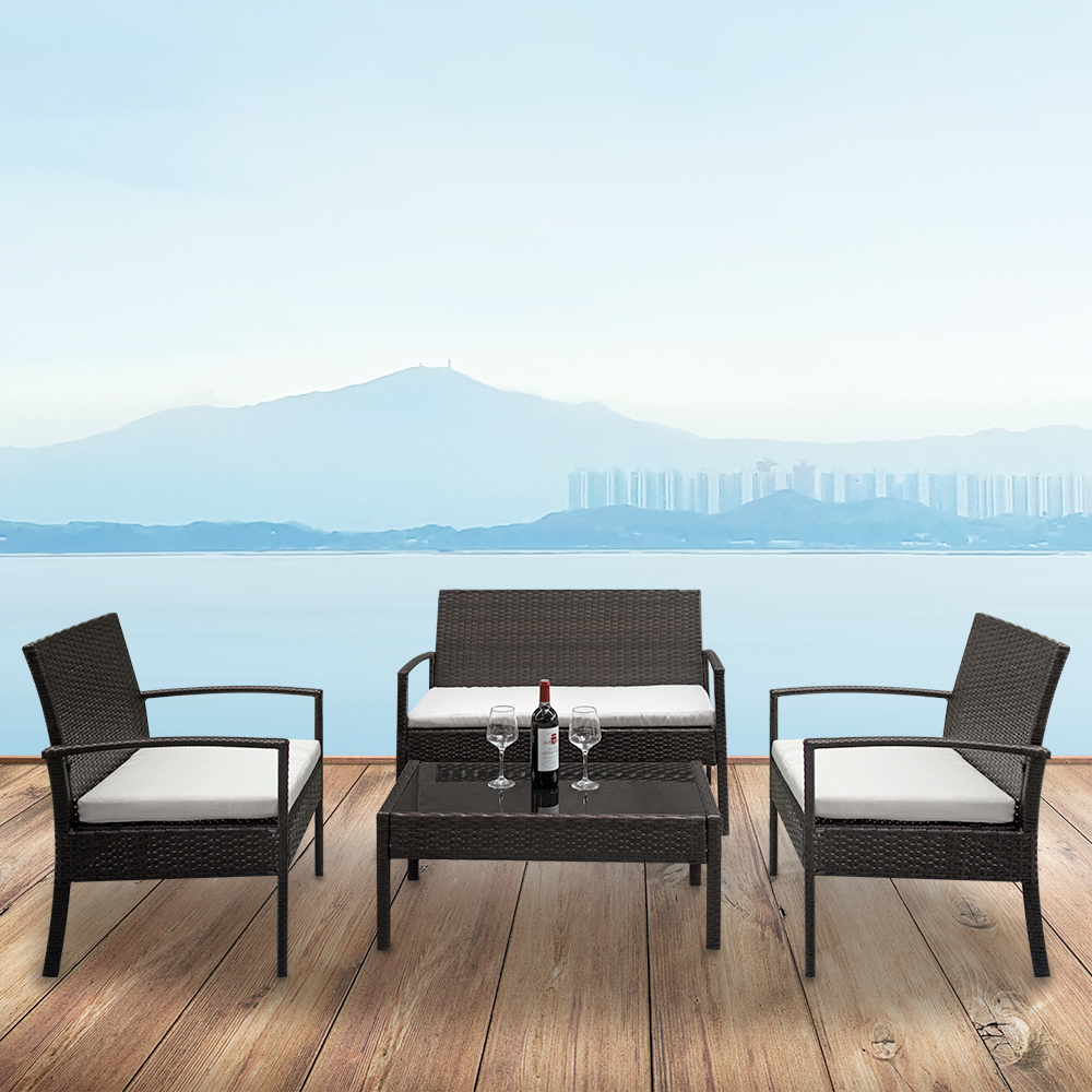 Details About Patio Furniture Set 4 Pcs Outdoor Wicker Sofas Rattan Chair Wicker W Cushion for dimensions 1000 X 1000