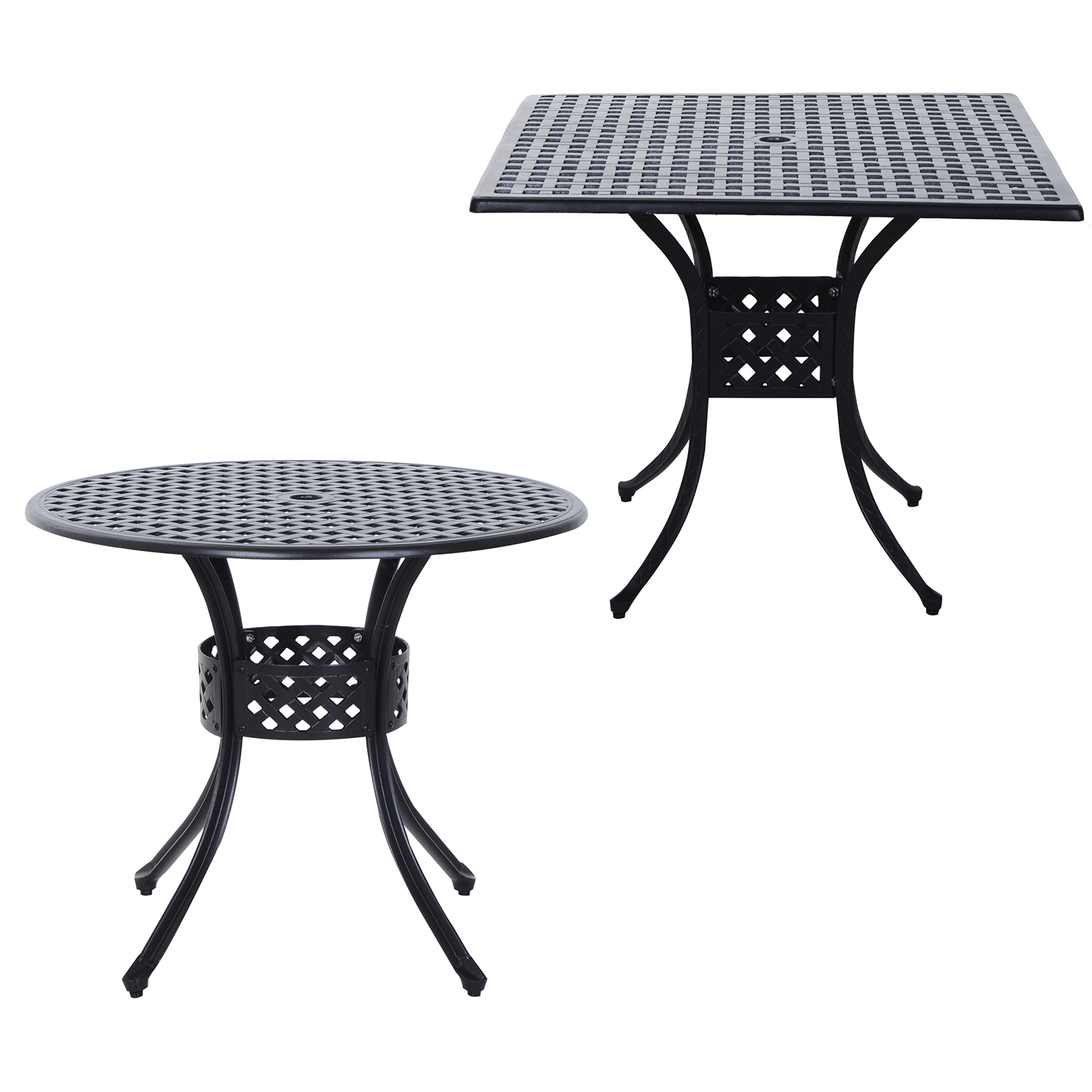 Details About Squareround Cast Aluminum Outdoor Dining Table Garden Patio Furniture Black with proportions 1500 X 1500