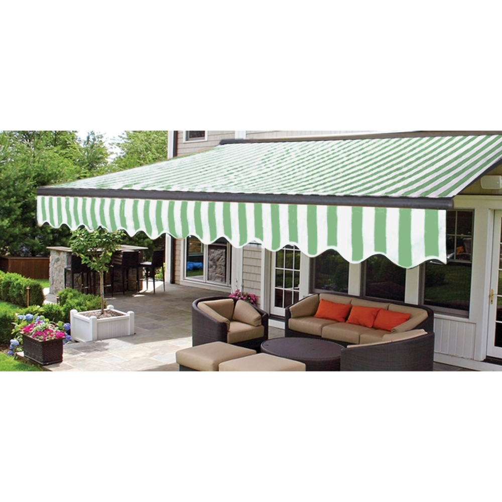 Details Zu Aleko Motorized Half Cassette Retractable Patio Deck Awning 10x8 Ft Greenwhite with regard to sizing 1000 X 1000