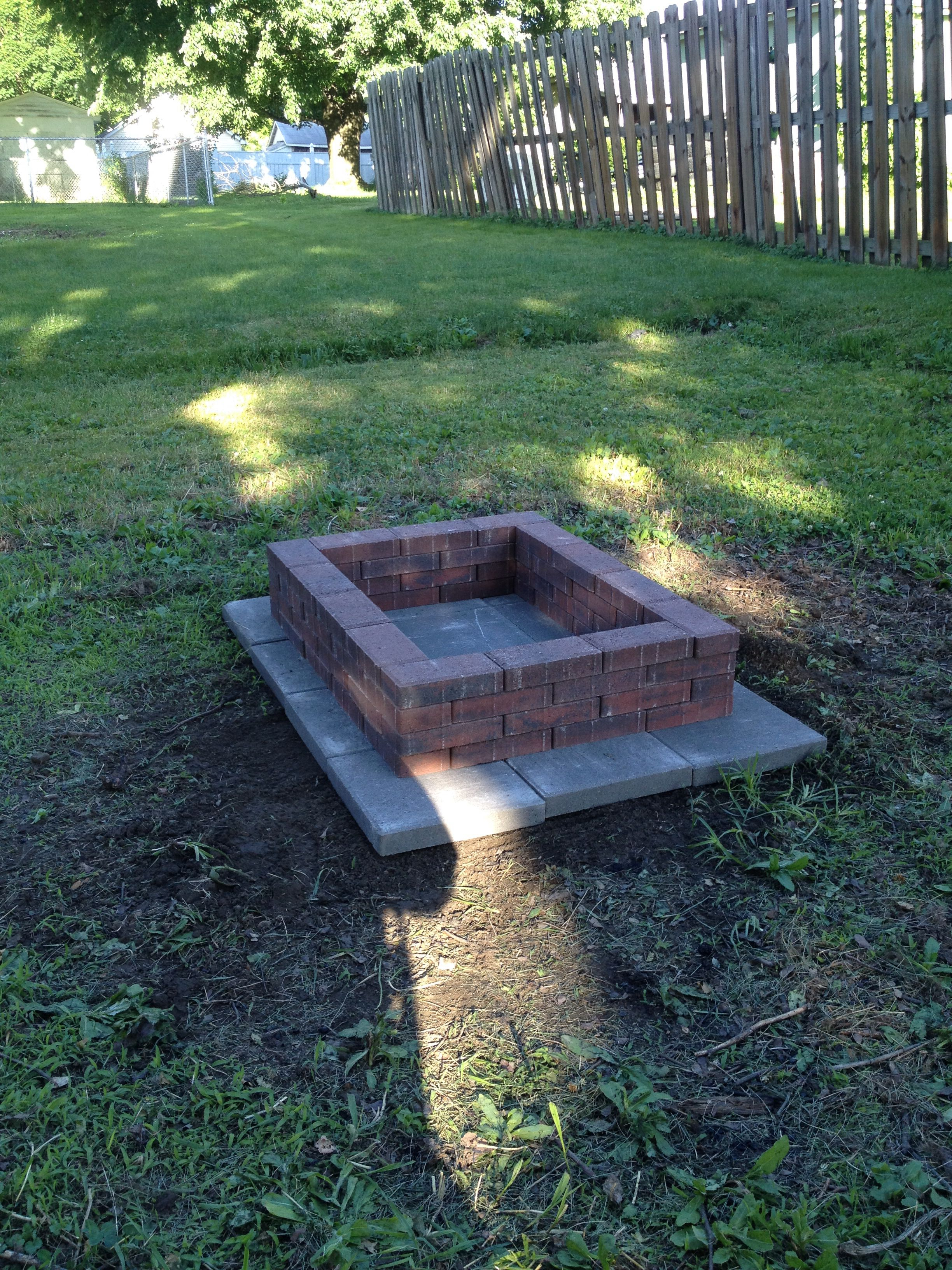 Diy Brick Fire Pit Under 50 From 12x12 Gray Cement Pavers with dimensions 2448 X 3264