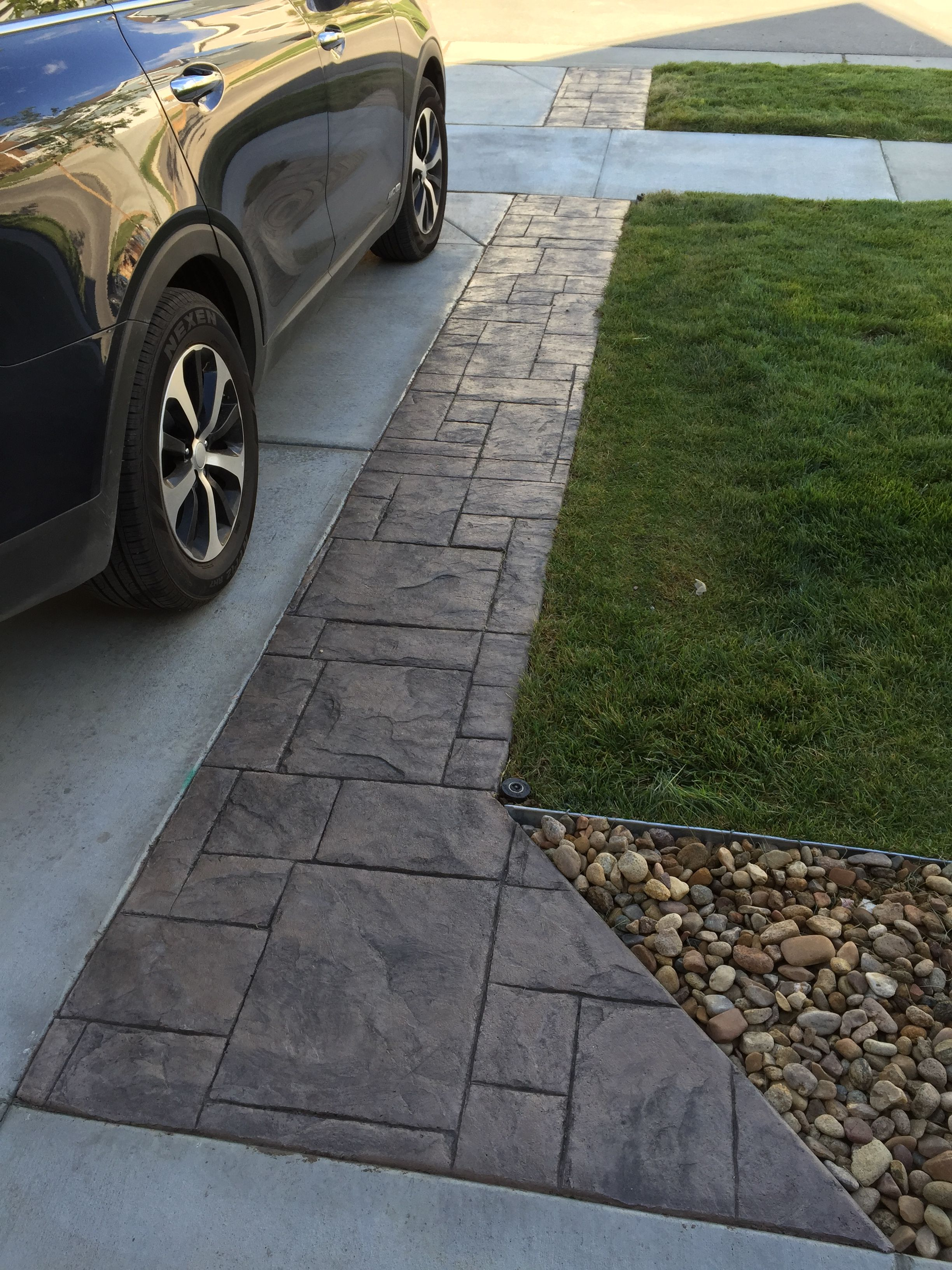 Driveway Extension In Grand Ashlar Stamped Concrete With pertaining to proportions 2448 X 3264