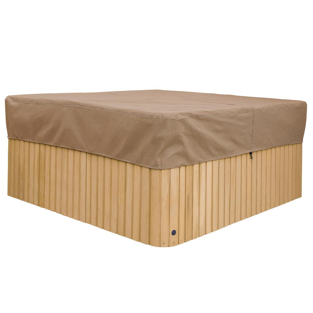 Duck Covers Essential 96 In W X 96 In D X 14 In H Square Hot Tub Cover Cap In Latte pertaining to dimensions 1000 X 1000