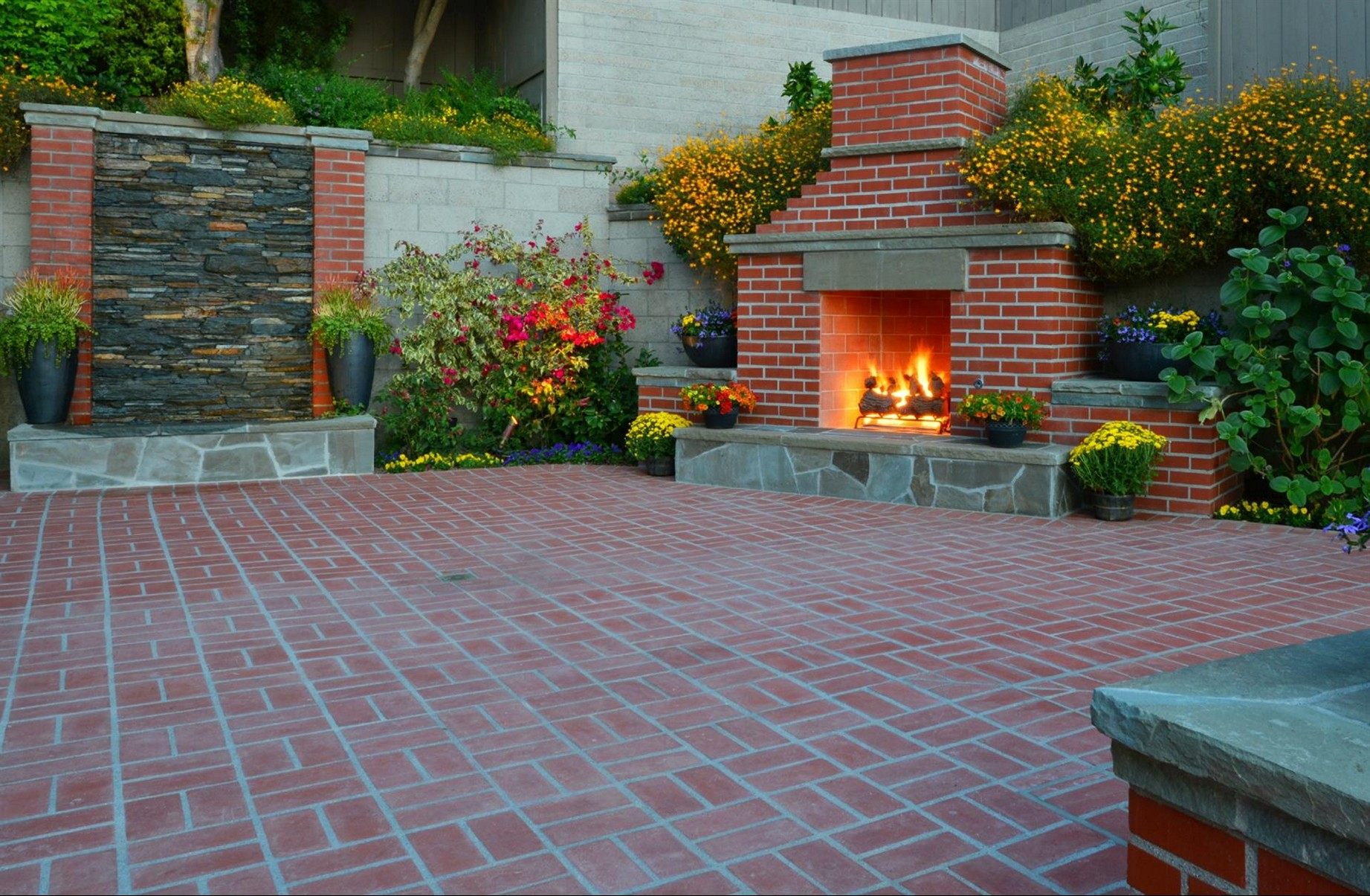 Elegant Red Brick Patio Captivating Traditional Design Also for sizing 1843 X 1205