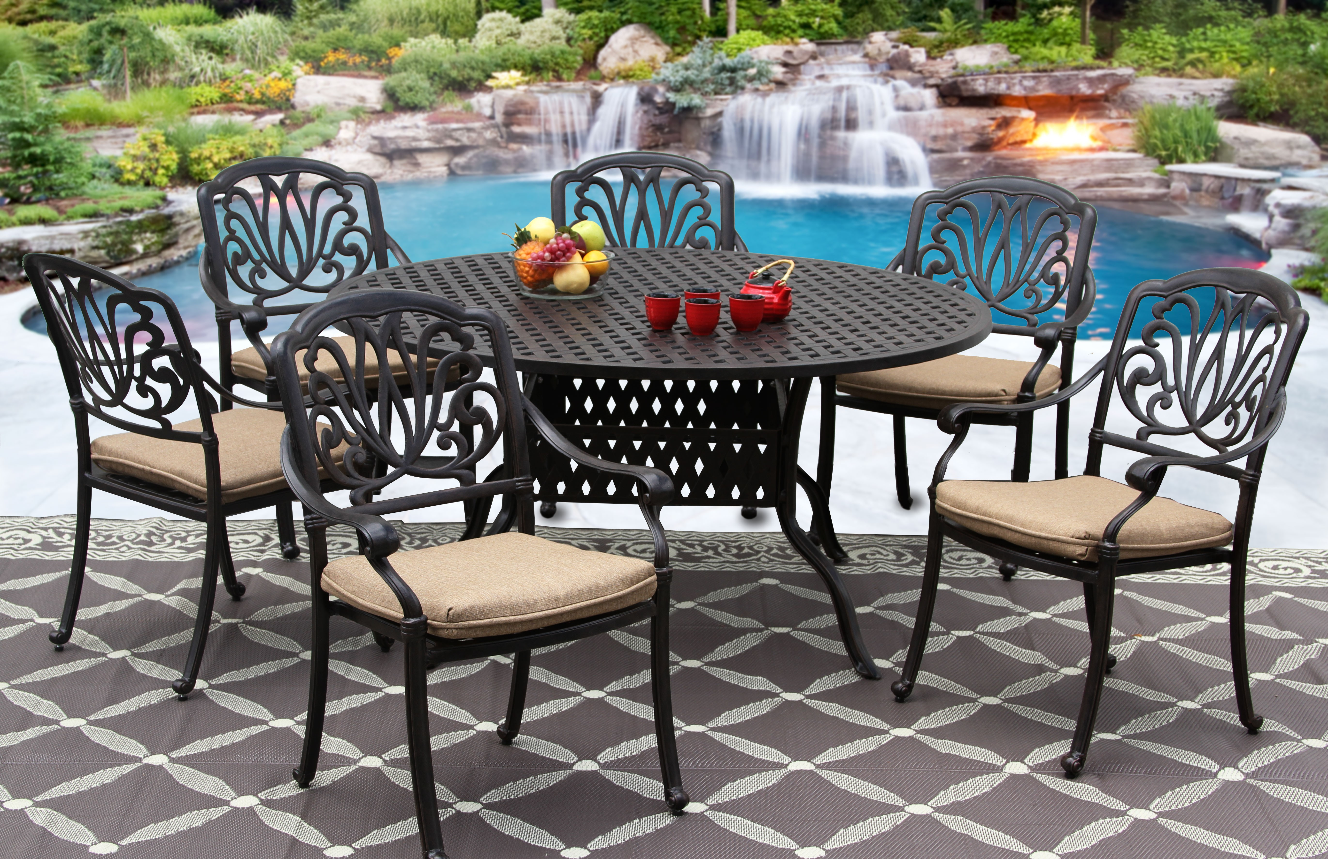 Elisabeth Cast Aluminum Outdoor Patio 7pc Set 60 Inch Round pertaining to proportions 5484 X 3547
