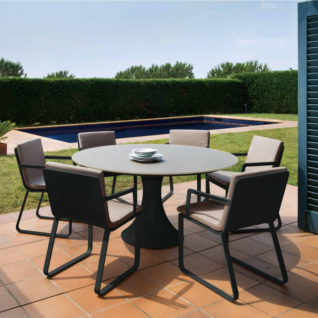 Fano 6 Seat Dining Set Provides A Sturdy Circular Outdoor regarding proportions 1080 X 1080