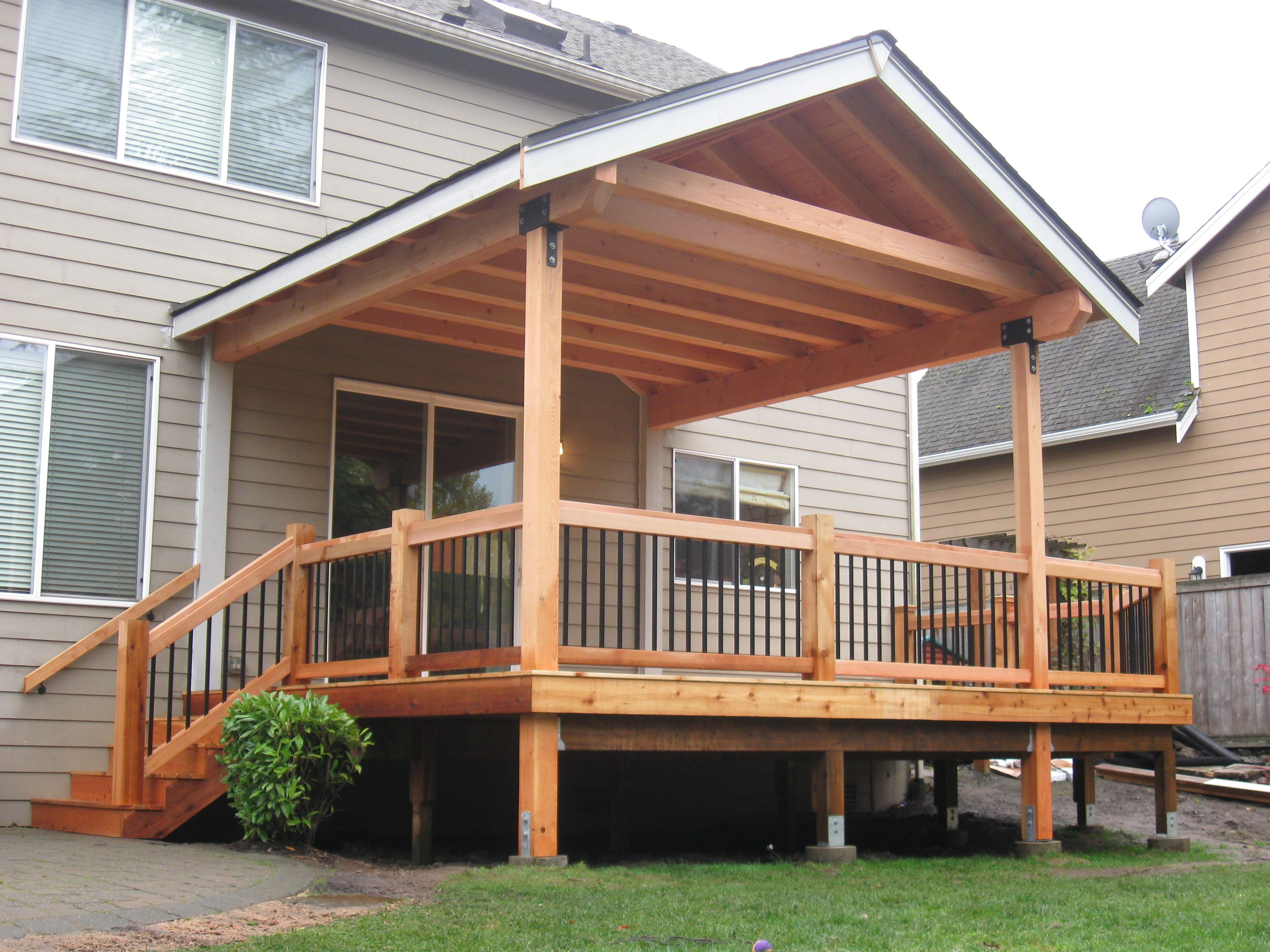 Fir Timber Framed Roof Cover Over Cedar Deck Built in dimensions 3264 X 2448