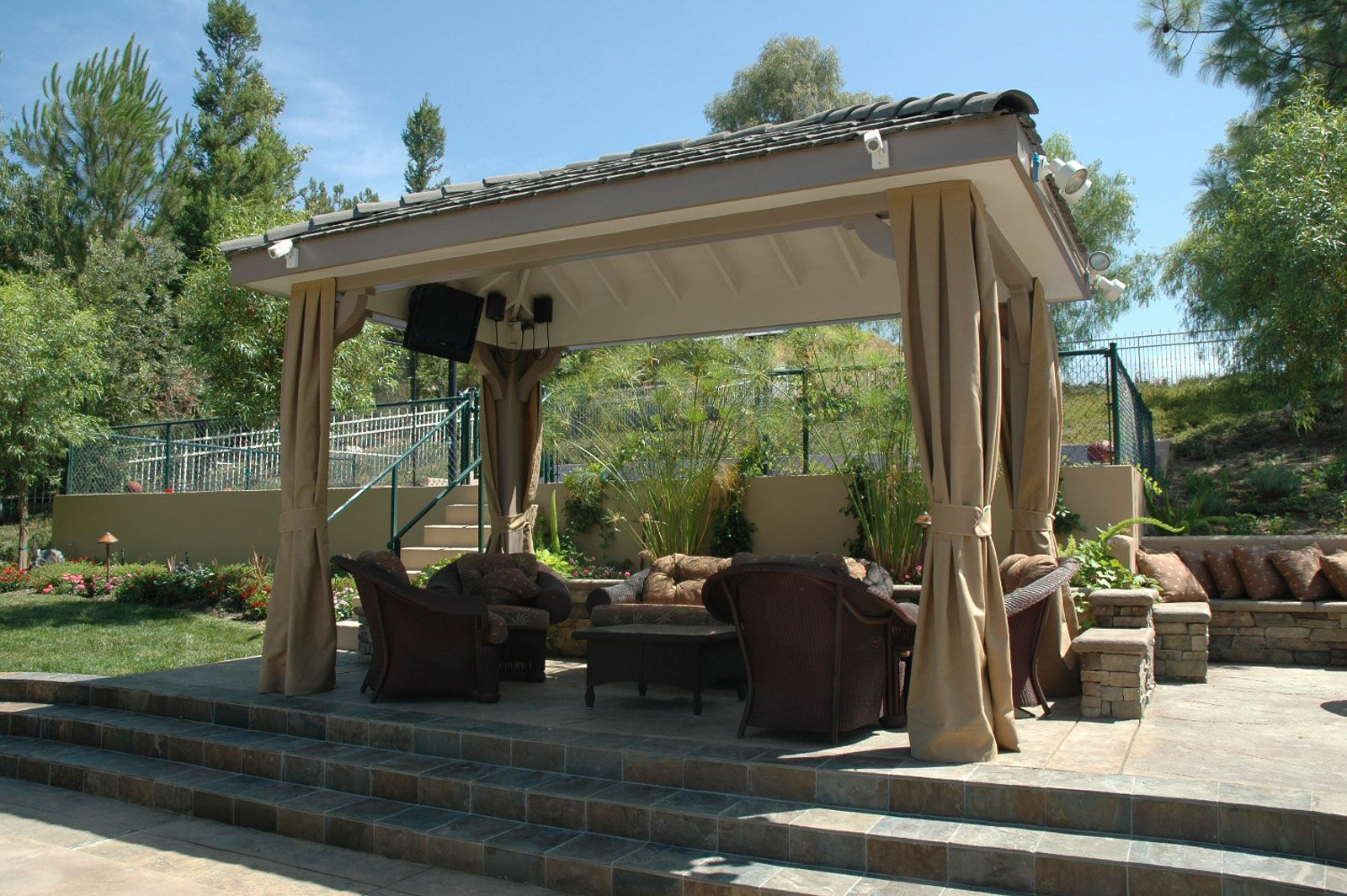Free Standing Solid Roof Patio Cover With Drapes Patio within dimensions 1600 X 1064