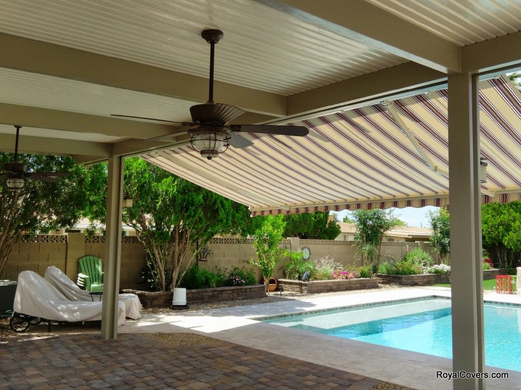 Freestanding Alumawood Patio Cover With Retractable Awning with dimensions 1024 X 768