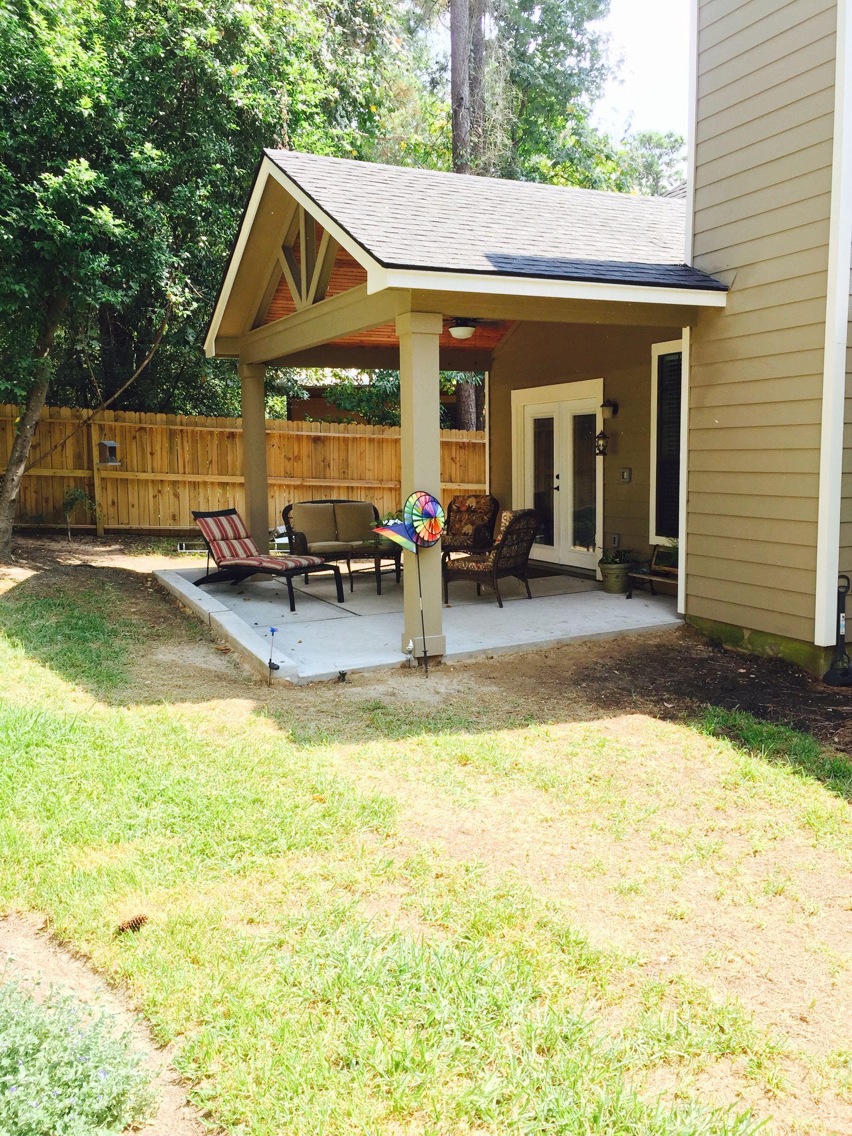 Gable Roof Patio Cover With Wood Stained Ceiling In 2019 with size 1656 X 2208