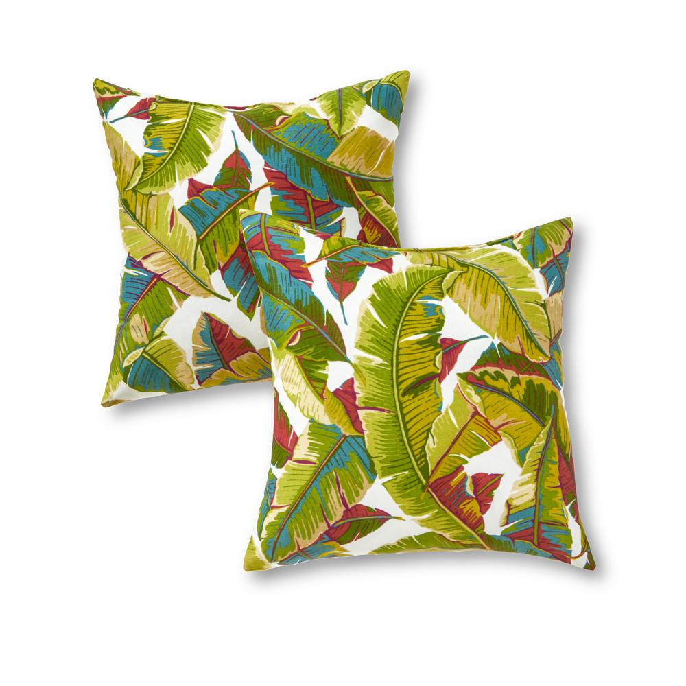 Greendale Home Fashions Palm Leaves Multi Square Outdoor Throw Pillow 2 Pack intended for measurements 1000 X 1000