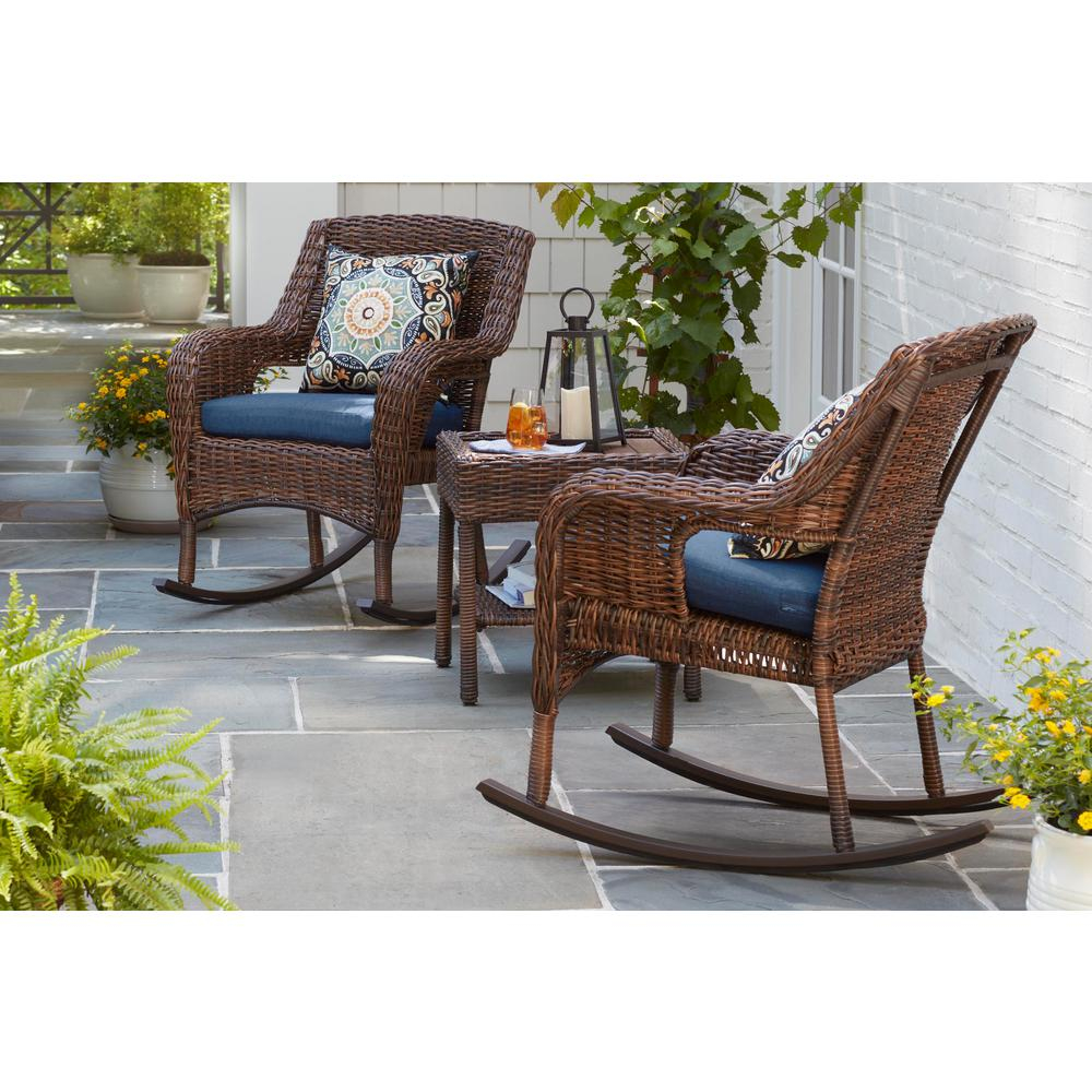 Hampton Bay Cambridge Brown Wicker Square Outdoor Side Table within sizing 1000 X 1000