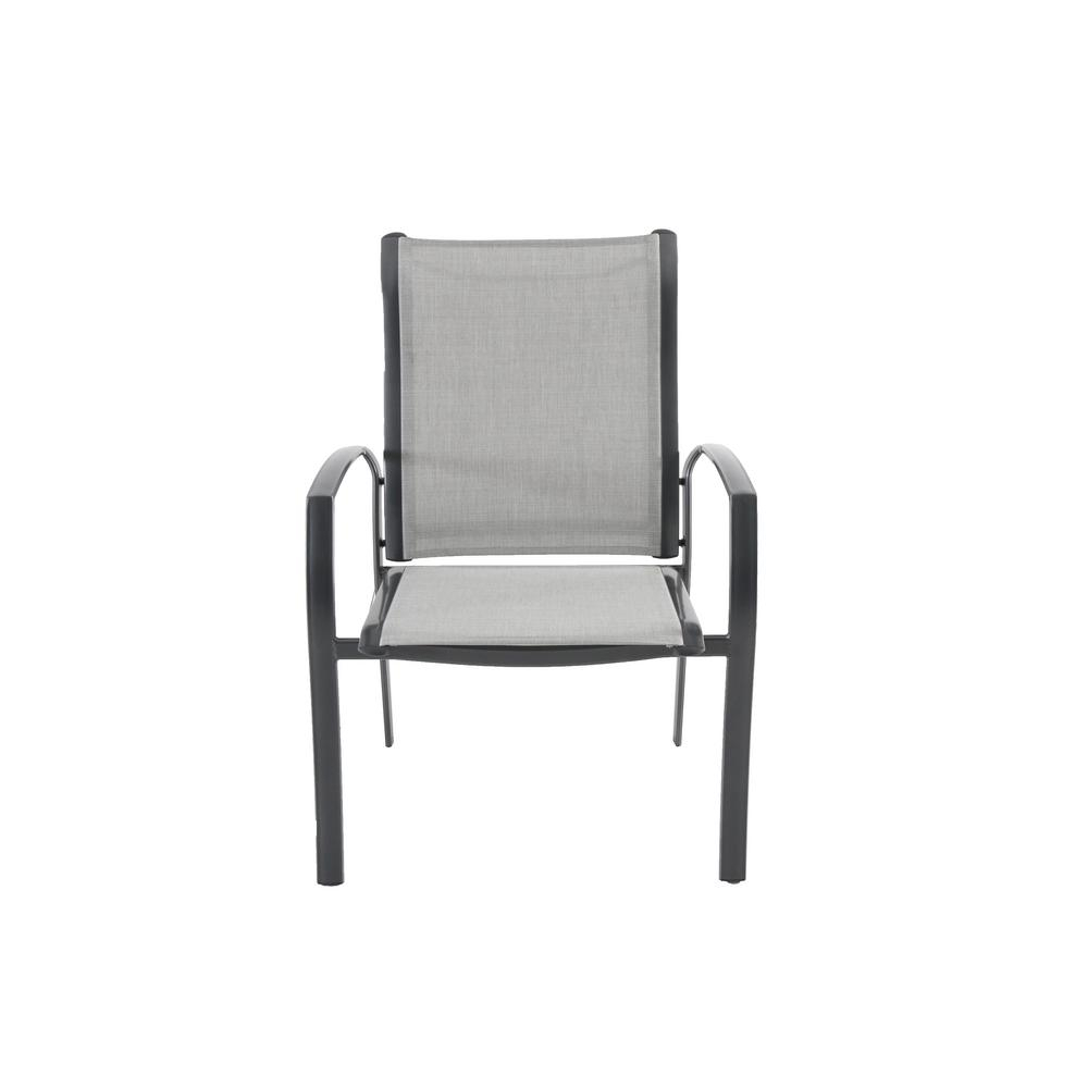 Hampton Bay Commercial Grade Aluminum Light Gray Stackable Outdoor Patio Dining Chair In Sunbrella Augustine Alloy Sling regarding dimensions 1000 X 1000