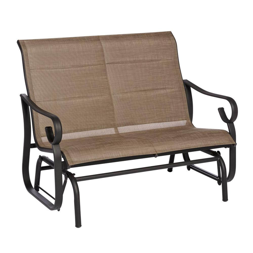 Hampton Bay Crestridge Padded Sling Outdoor Glider In Putty within proportions 1000 X 1000