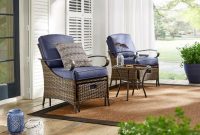 Hampton Bay Layton Pointe 5 Piece Brown Wicker Outdoor Patio Conversation Seating Set With Standard Sky Blue Cushions intended for sizing 1000 X 1000